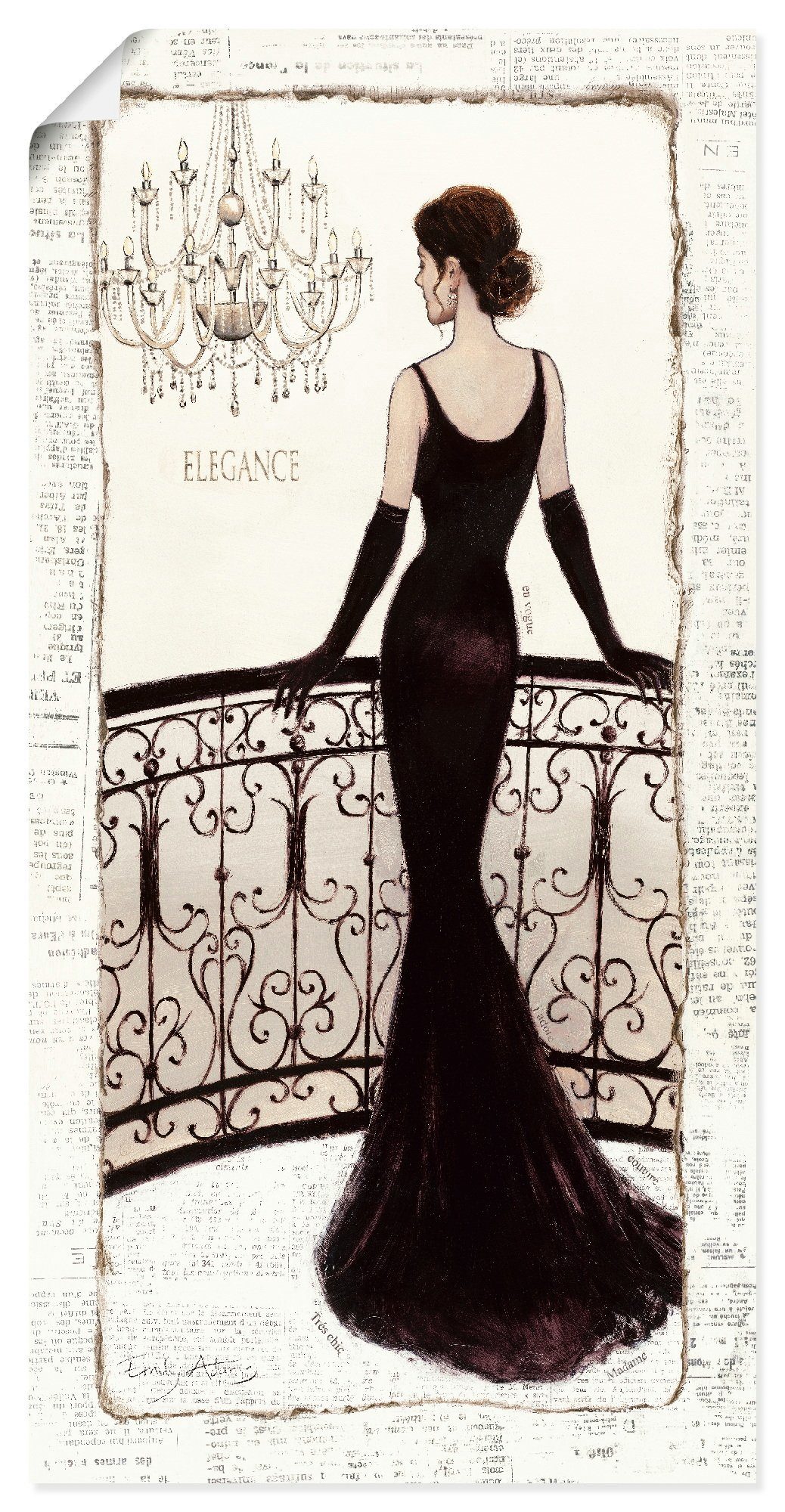 Artland Wandbild Die schöne in Schwarz, Frau (1 St), als Leinwandbild, Wandaufkleber oder Poster in versch. Größen | Poster