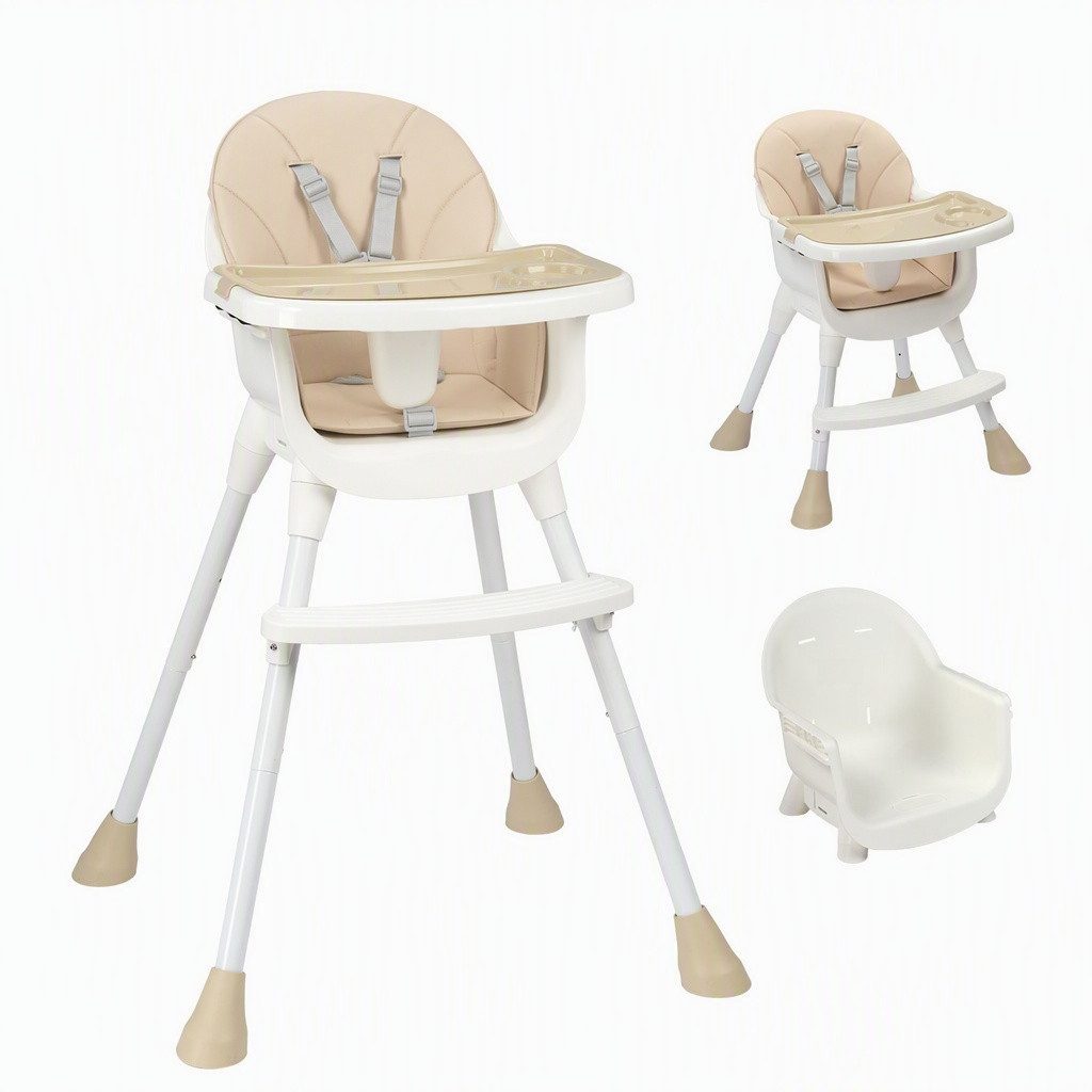 LALAHO Kinderstuhl 2-in-1 Babyhochstuhl Esszimmerstuhl mit Esstablett, Abnehmbares Tablett, Sicherheitsgurt, Einstellbare Höhe