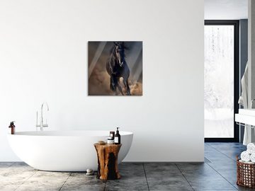 Pixxprint Glasbild Elegantes schwarzes Pferd, Elegantes schwarzes Pferd (1 St), Glasbild aus Echtglas, inkl. Aufhängungen und Abstandshalter