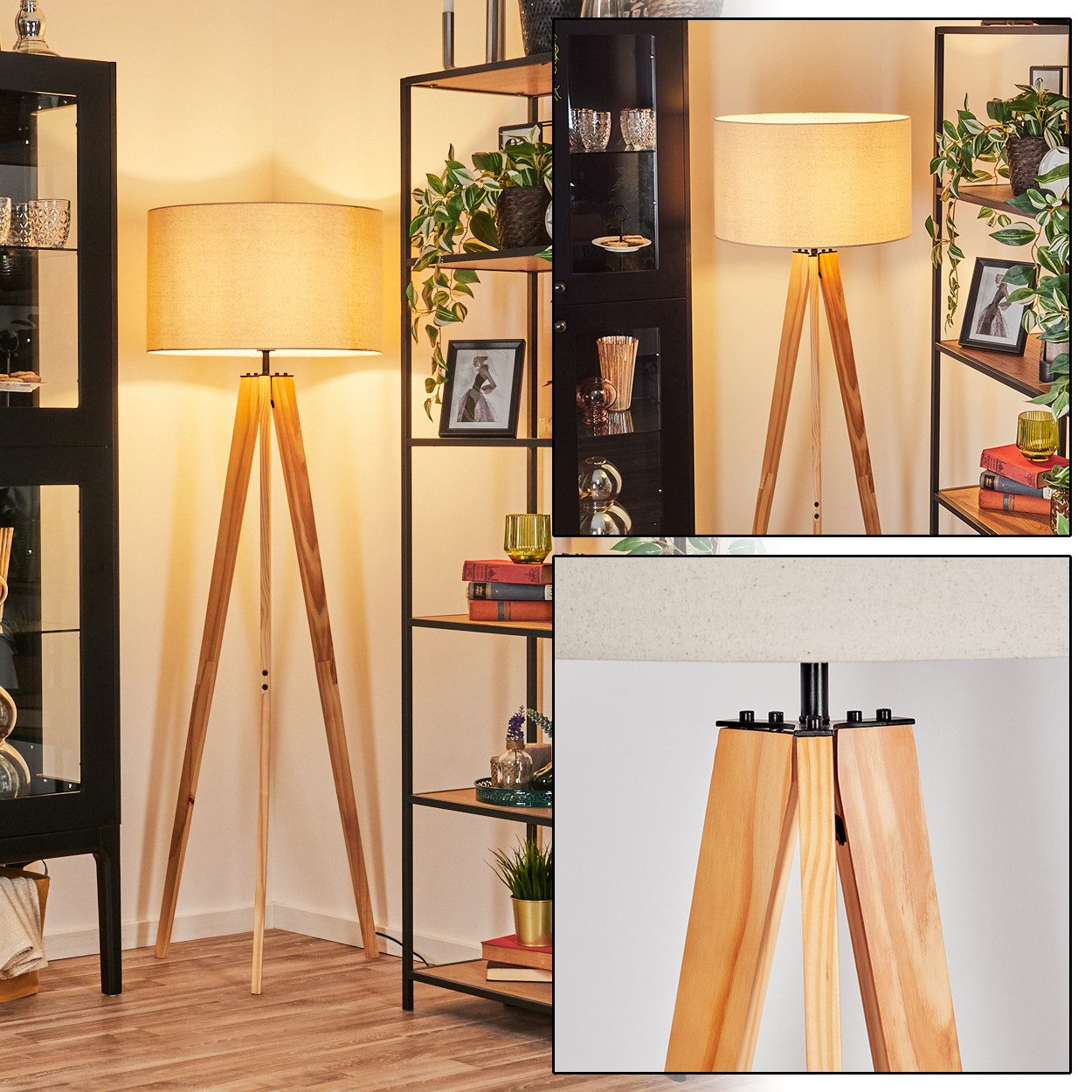 hofstein Stehlampe Stehlampe aus Metall/Holz im modernen Boho-Design, ohne günstig online kaufen