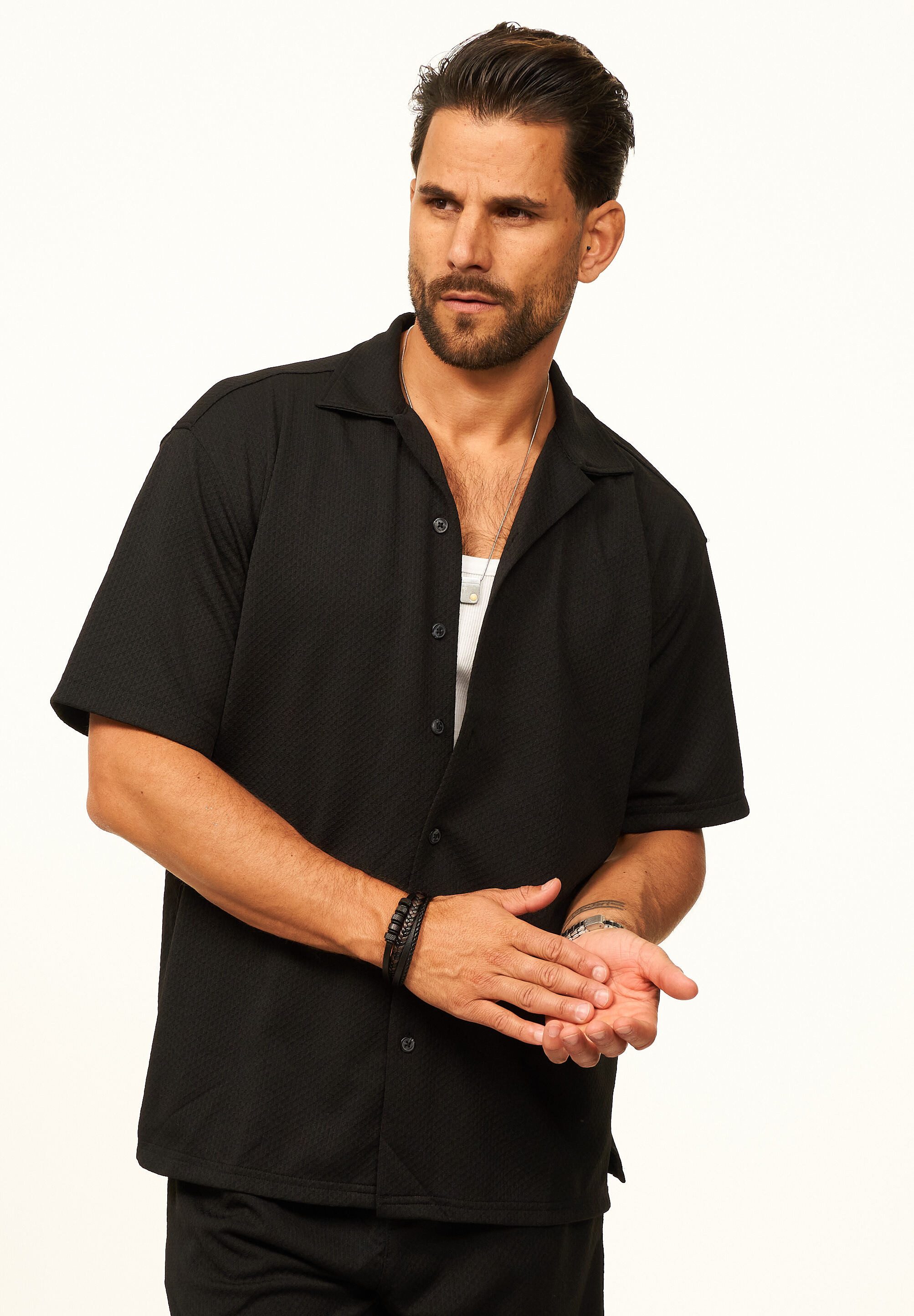 CARISMA Kurzarmhemd mit Struktur als lässiges Sommerhemd - Poloshirt für Herren Herren Polohemd T-Shirt im Regular-Fit - Strandhemd