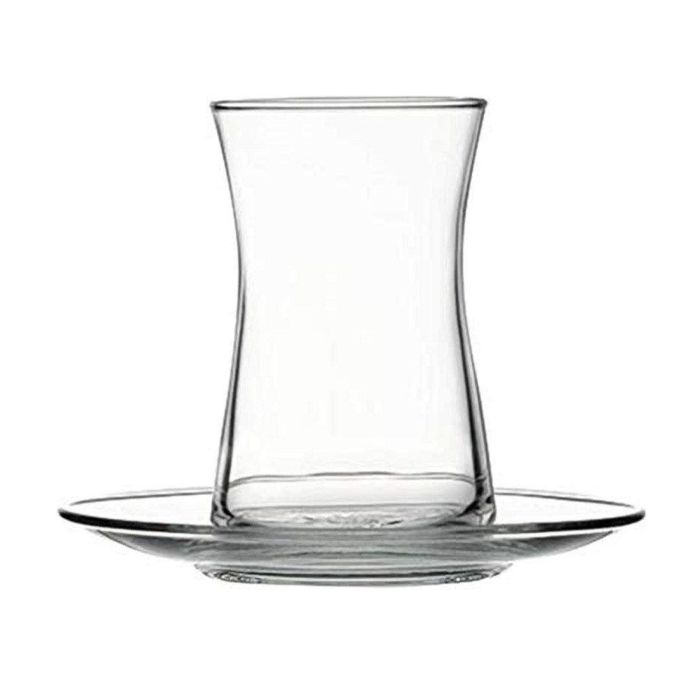 Pasabahce Auflaufform Pasabahce Heybeli Teeglas mit Untertasse 160 ml 6er Set, Glas – Bild 2 von 4