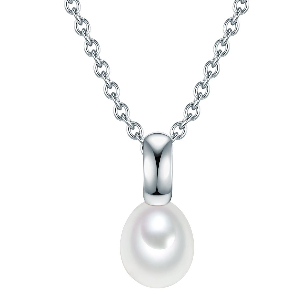 Süßwasser-Zuchtperlen Pearls silber, mit Silberkette Valero