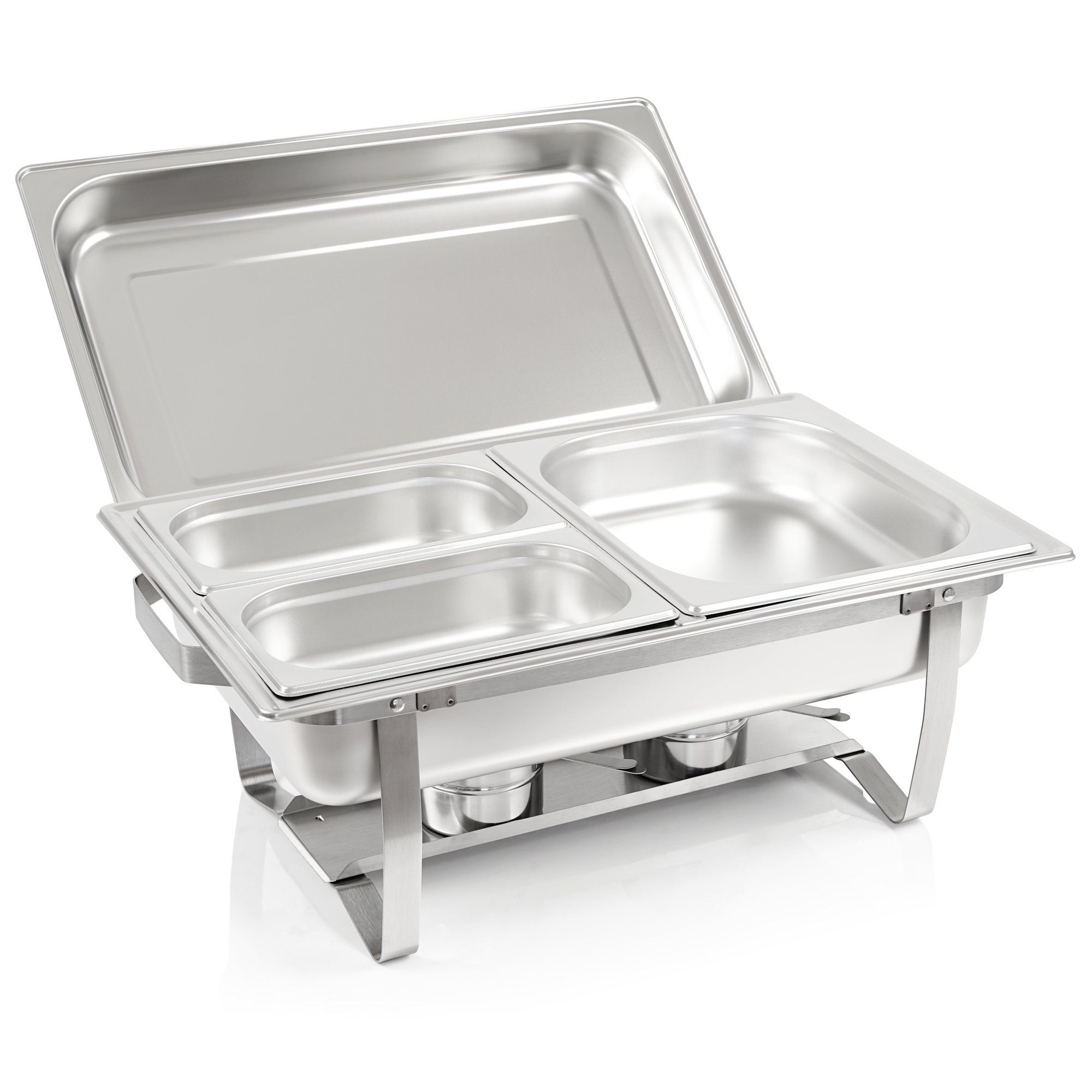 Mahlzeit Speisenwärmer Chafing dish Profi Set "Grenoble", 4x Edelstahl Warmhaltebehälter Esse – Bild 4 von 5