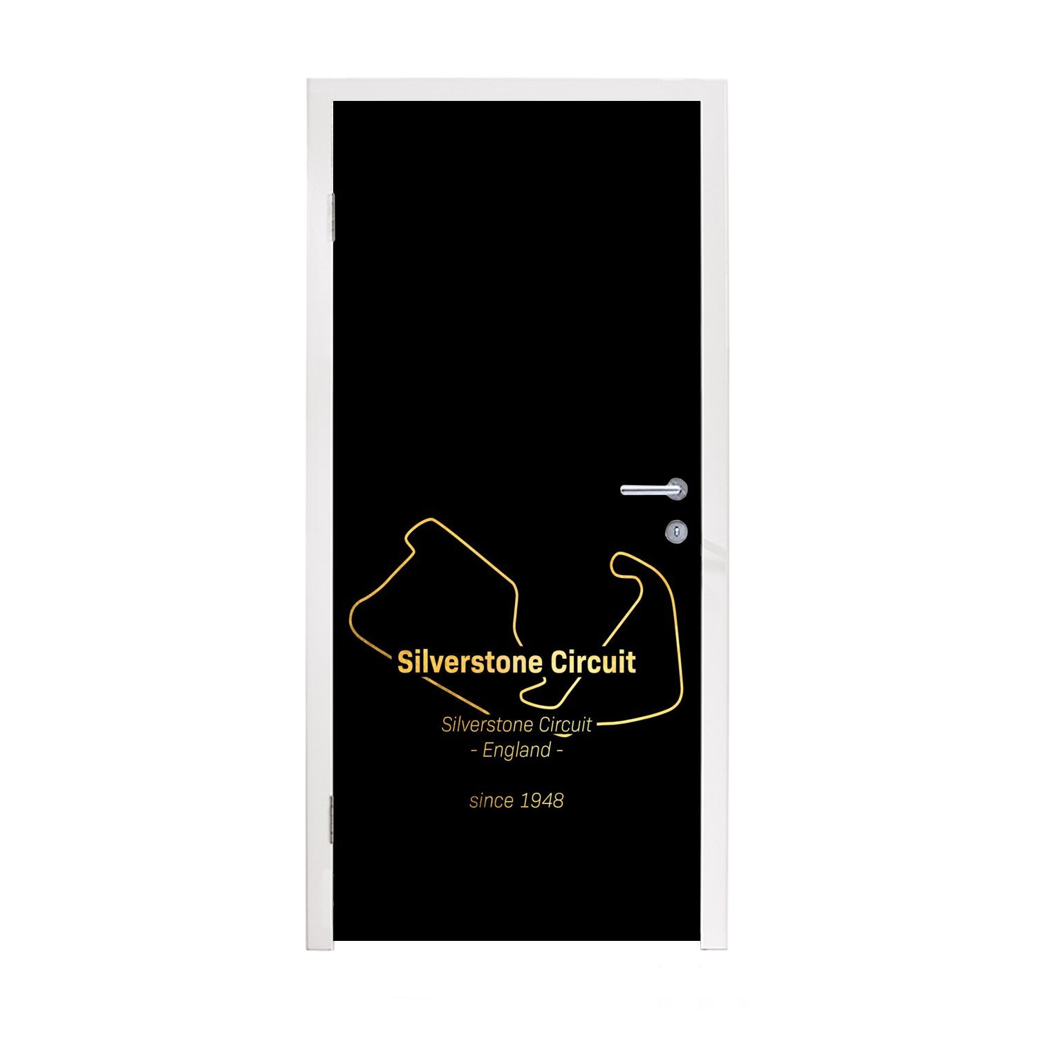 MuchoWow Türtapete Formel 1 - Rennstrecke - Silverstone, Matt, bedruckt, (1 St), Fototapete für Tür, Türaufkleber, 75x205 cm | Türtapeten