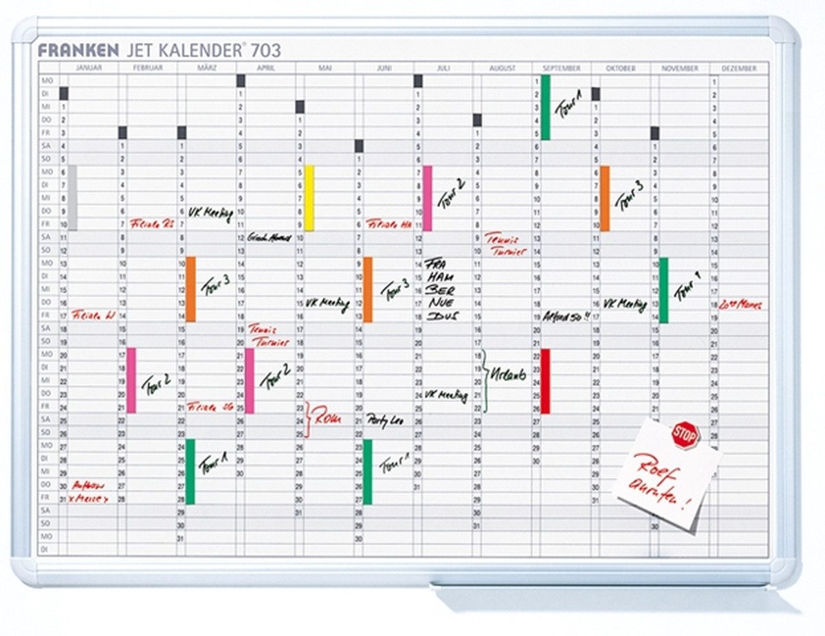 FRANKEN Wandtafel Jahresplaner (Tafel) JetKalender 703 Jahresübersicht 90 cmx60 cm