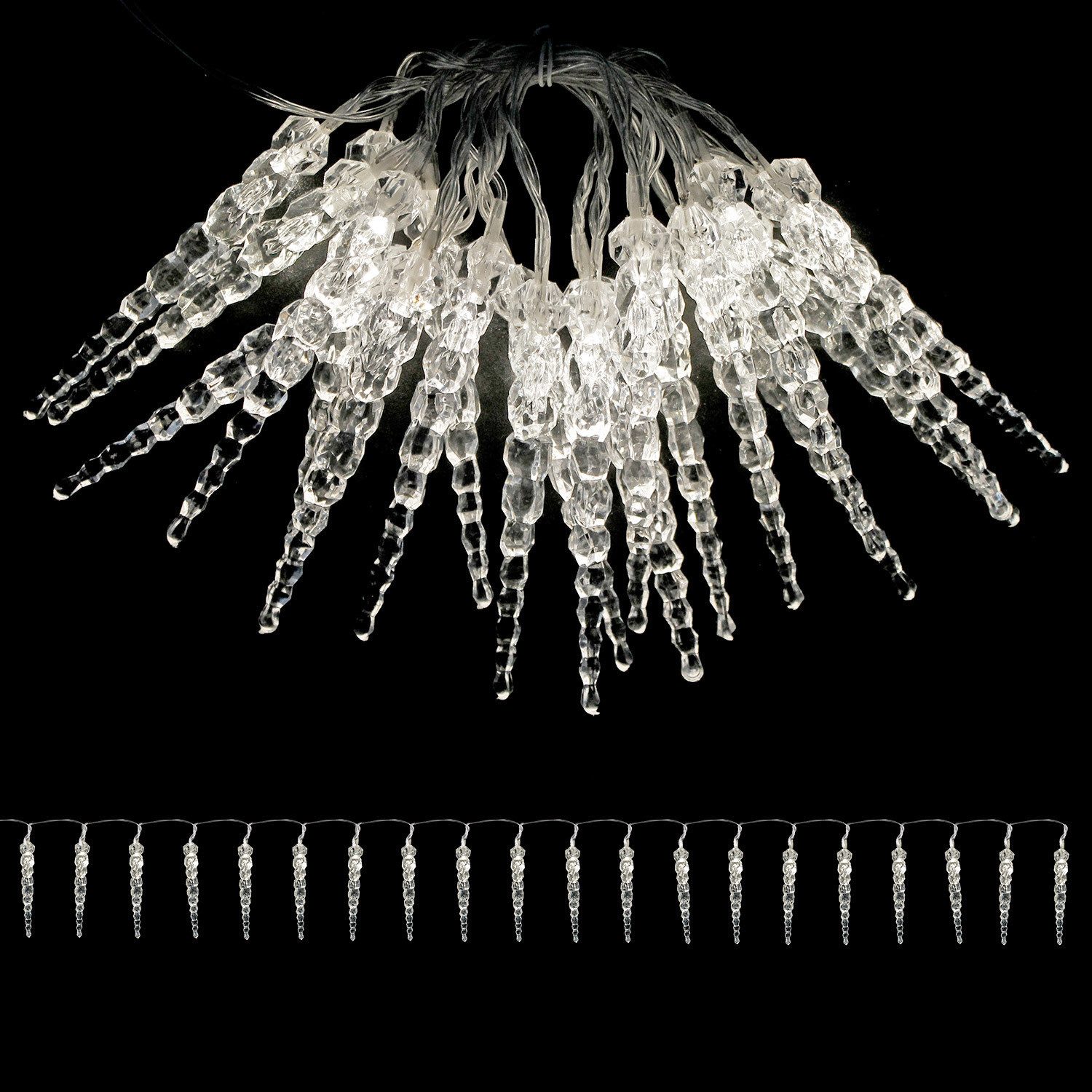 Mojawo Lichtervorhang LED Eiszapfen Lichterkette warmweiß 20 LEDs Innen Bat günstig online kaufen