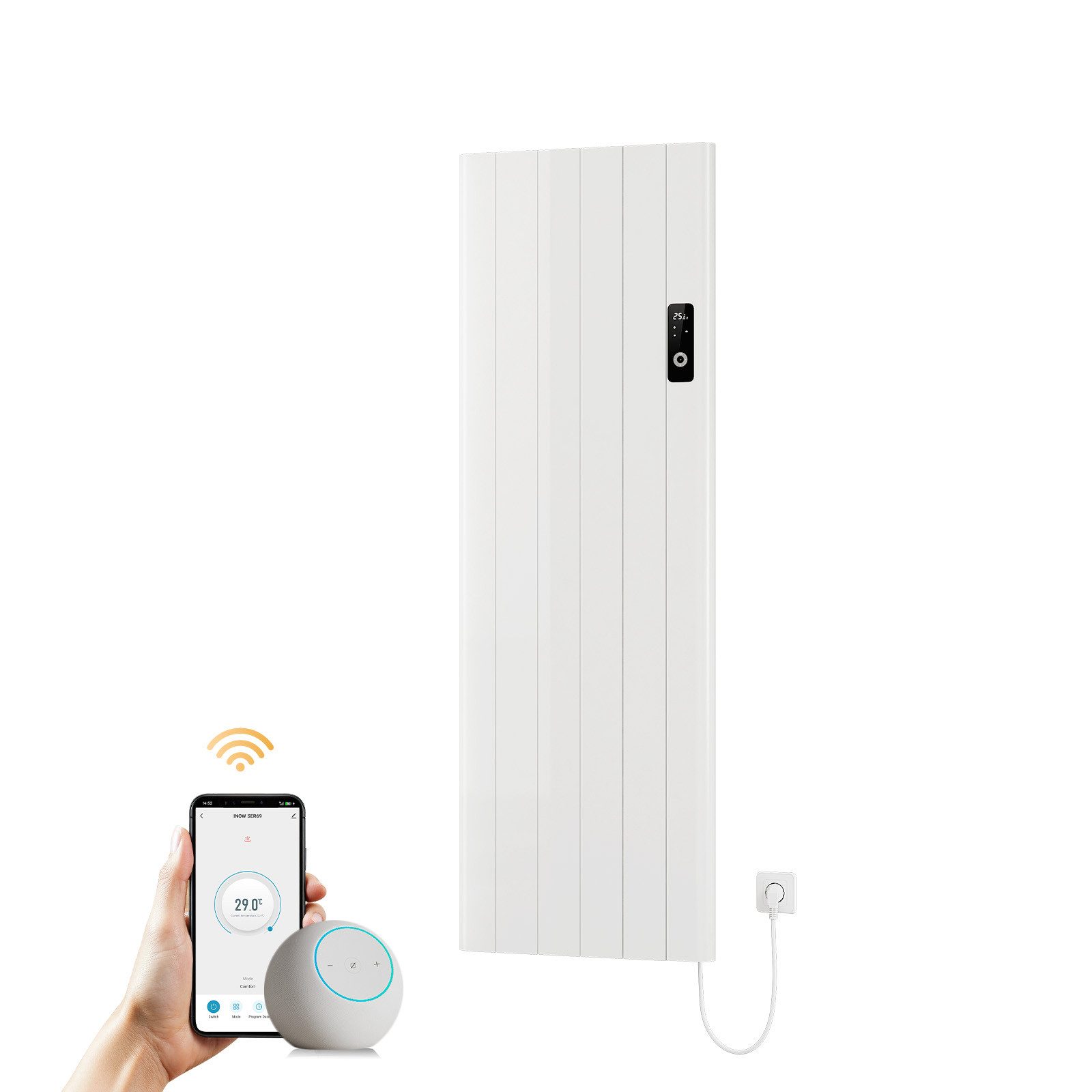 EMKE Elektro-Heizkörper Aluminium-Heizkörper mit WLAN, LCD-Display und Thermostat, Aluminium-Wandheizung mit LCD-Display für flexible Heizzeiten – Bild 2 von 5