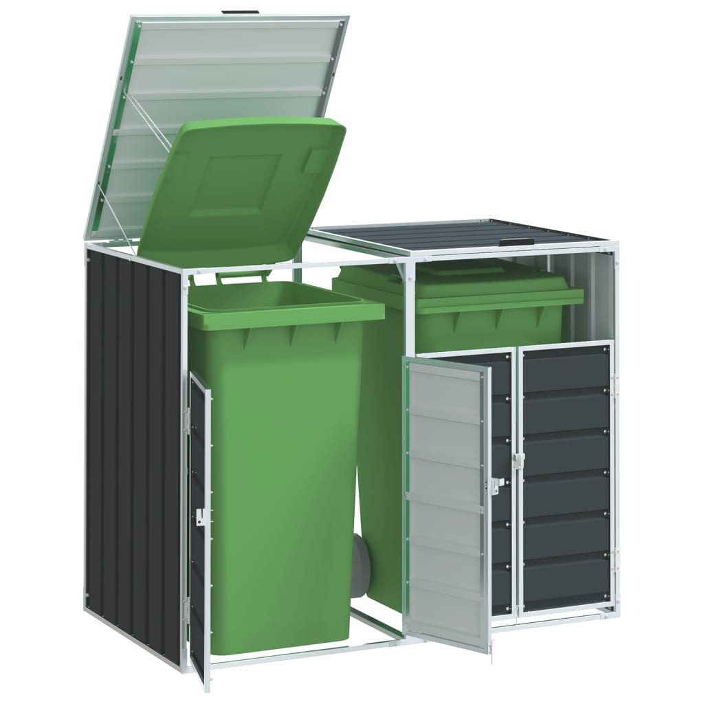 vidaXL Mülltonnenbox Mülltonnenbox für 2 Tonnen Anthrazit 144x81x113 cm Stahl