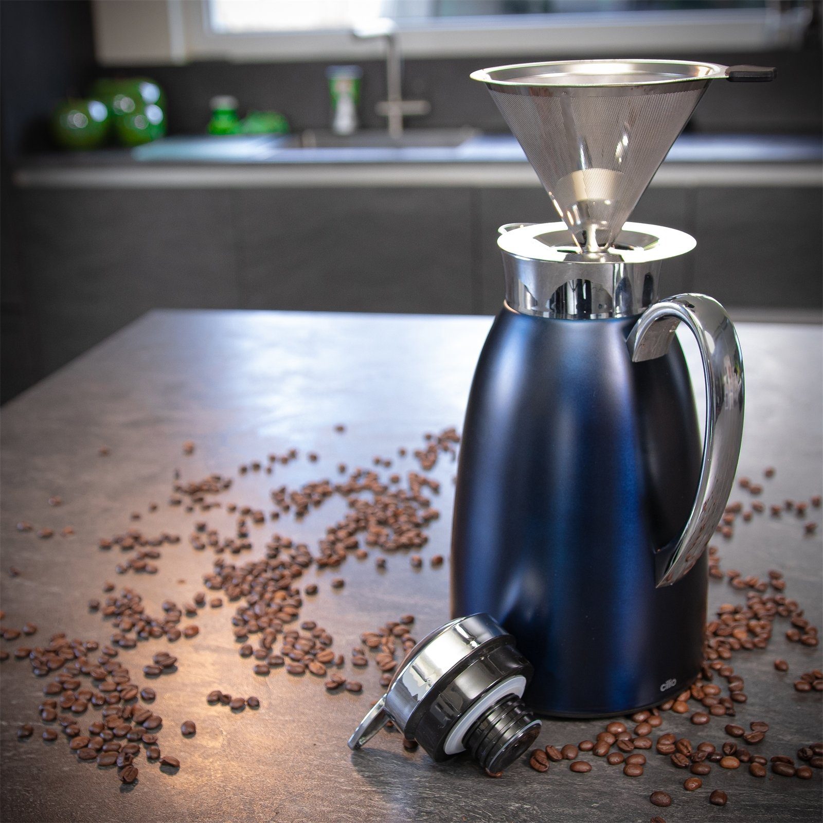 Cilio mit Kaffee-Dauerfilter Standfuß Kaffeebereiter Edelstahl