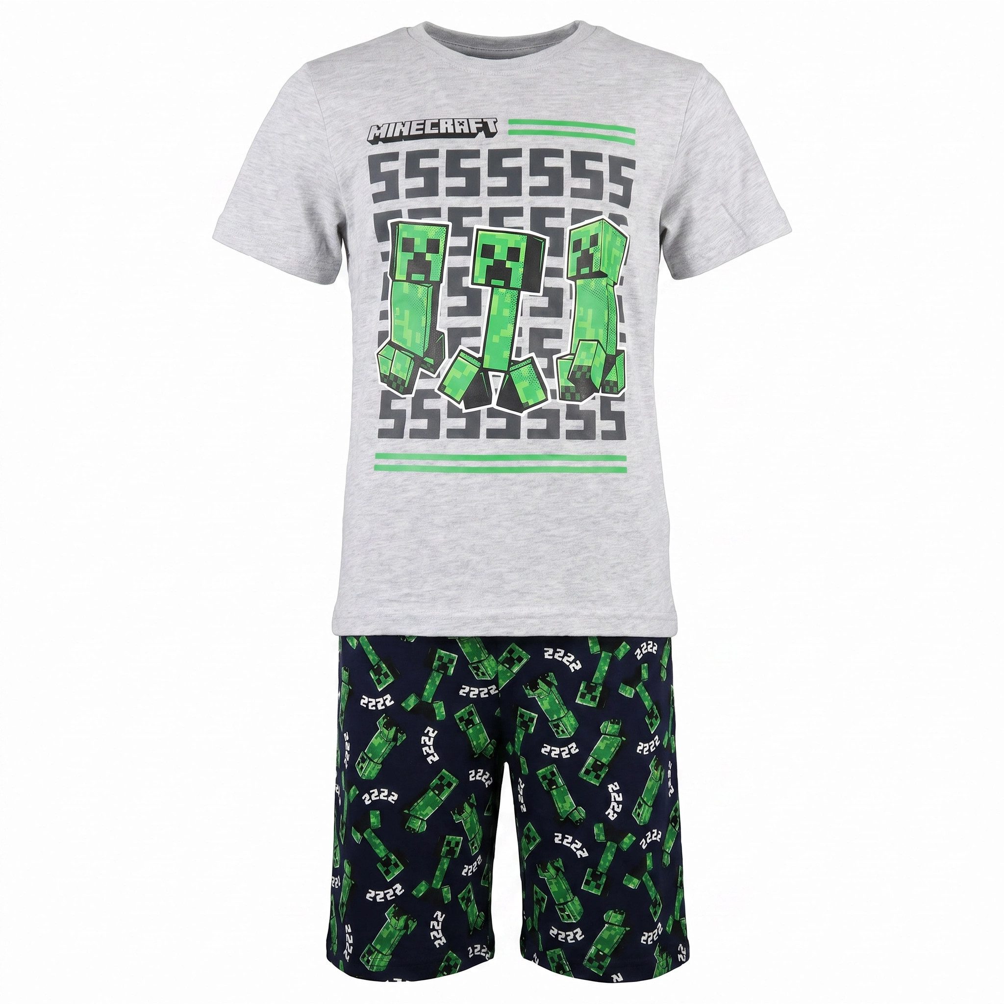 Minecraft Schlafanzug Minecraft Creeper Kinder kurzer Pyjama Schlafanzug Gr. 116 -128 Gr. 116-128