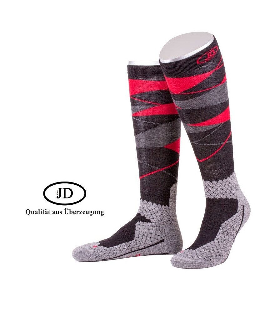 JD Kniestrümpfe All Season ThermoCool Reitstrumpf (Argyle-Muster) grau/rot Herren