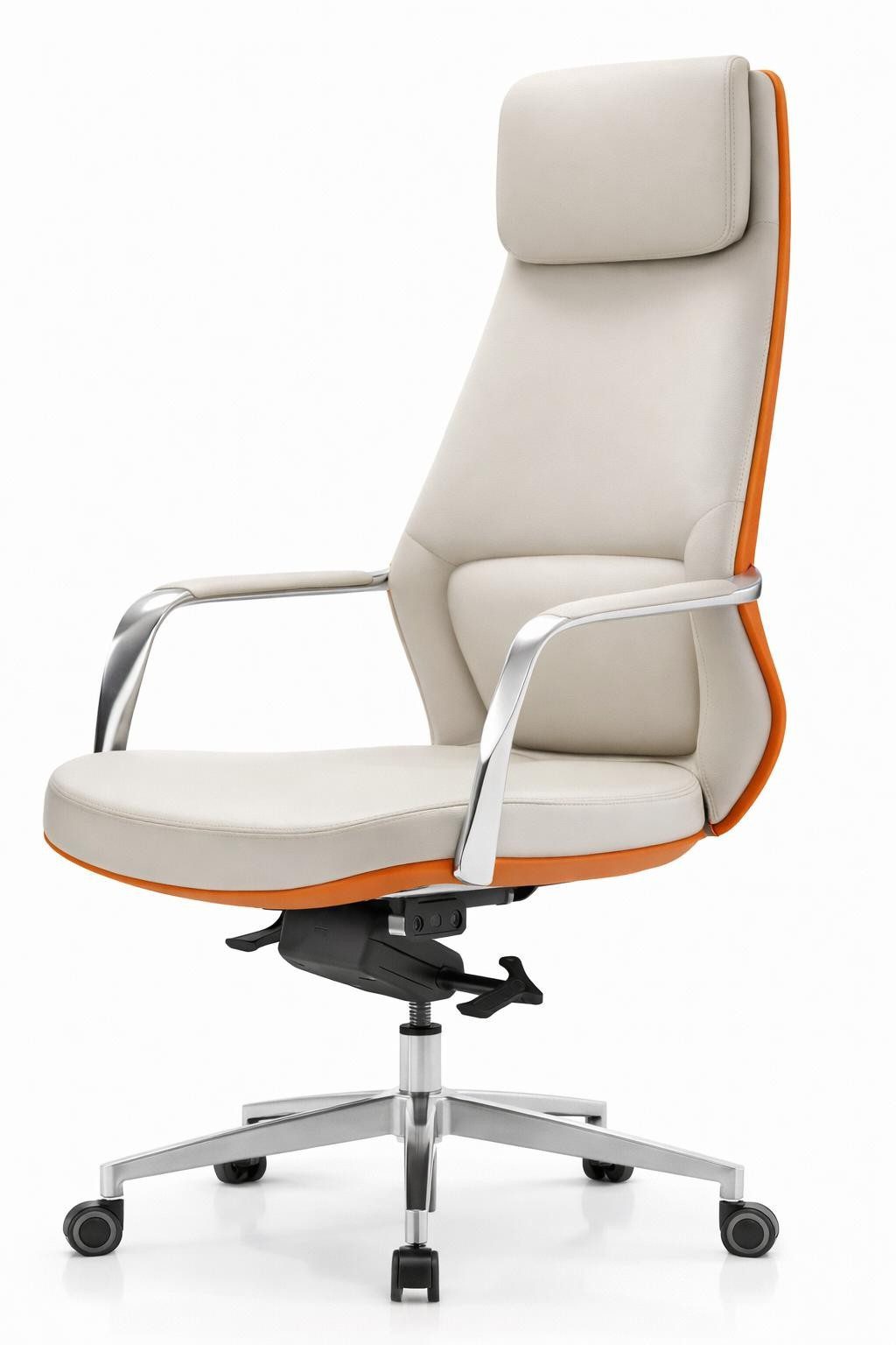 Xlmoebel Chefsessel Moderner Chefsessel mit hoher Rückenlehne und orangen Details, Made in Europa