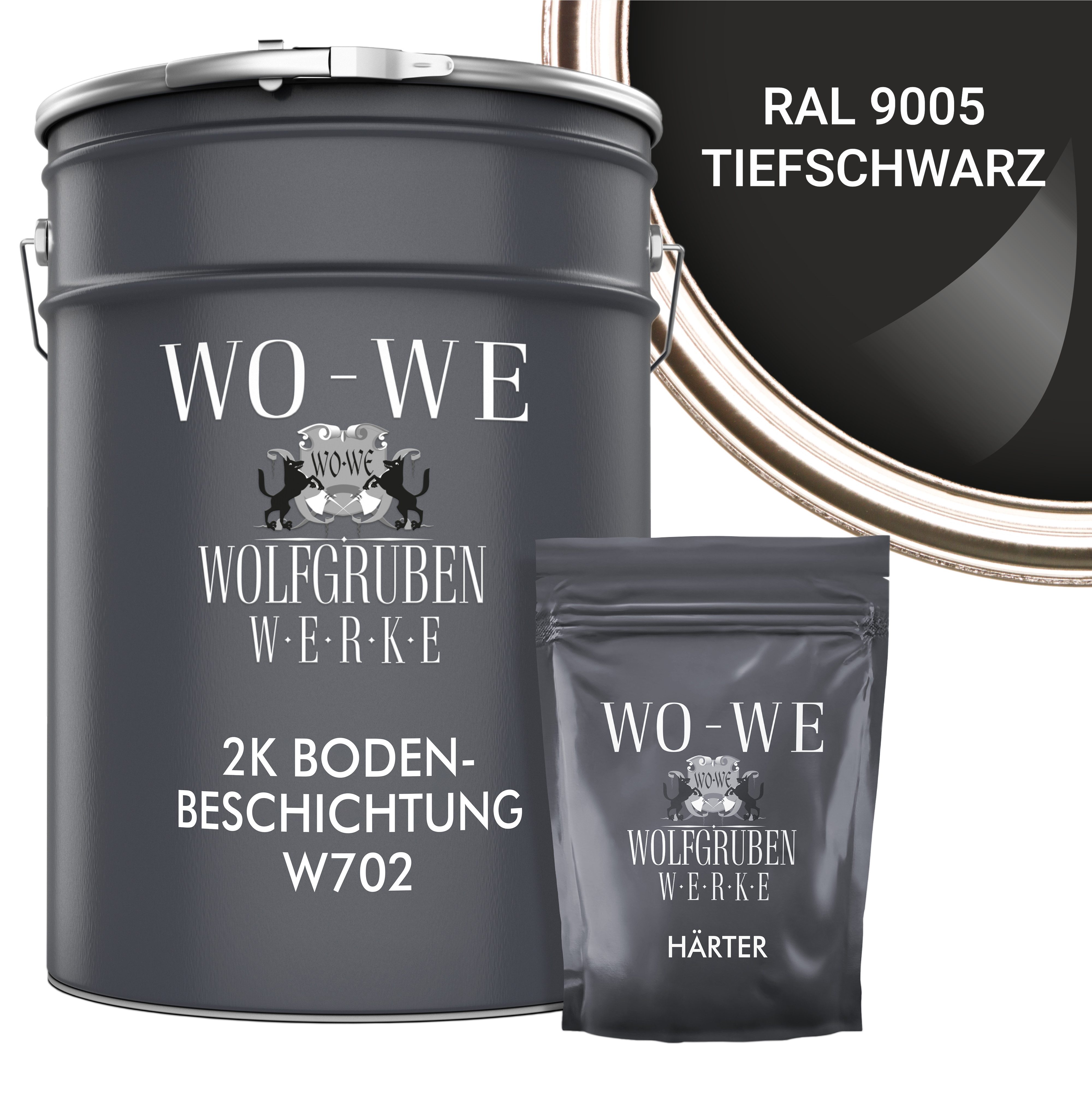 WO-WE Bodenversiegelung 2K Garagenfarbe Bodenbeschichtung W702, 2,5-20Kg, Seidenglänzend, Epoxidharz