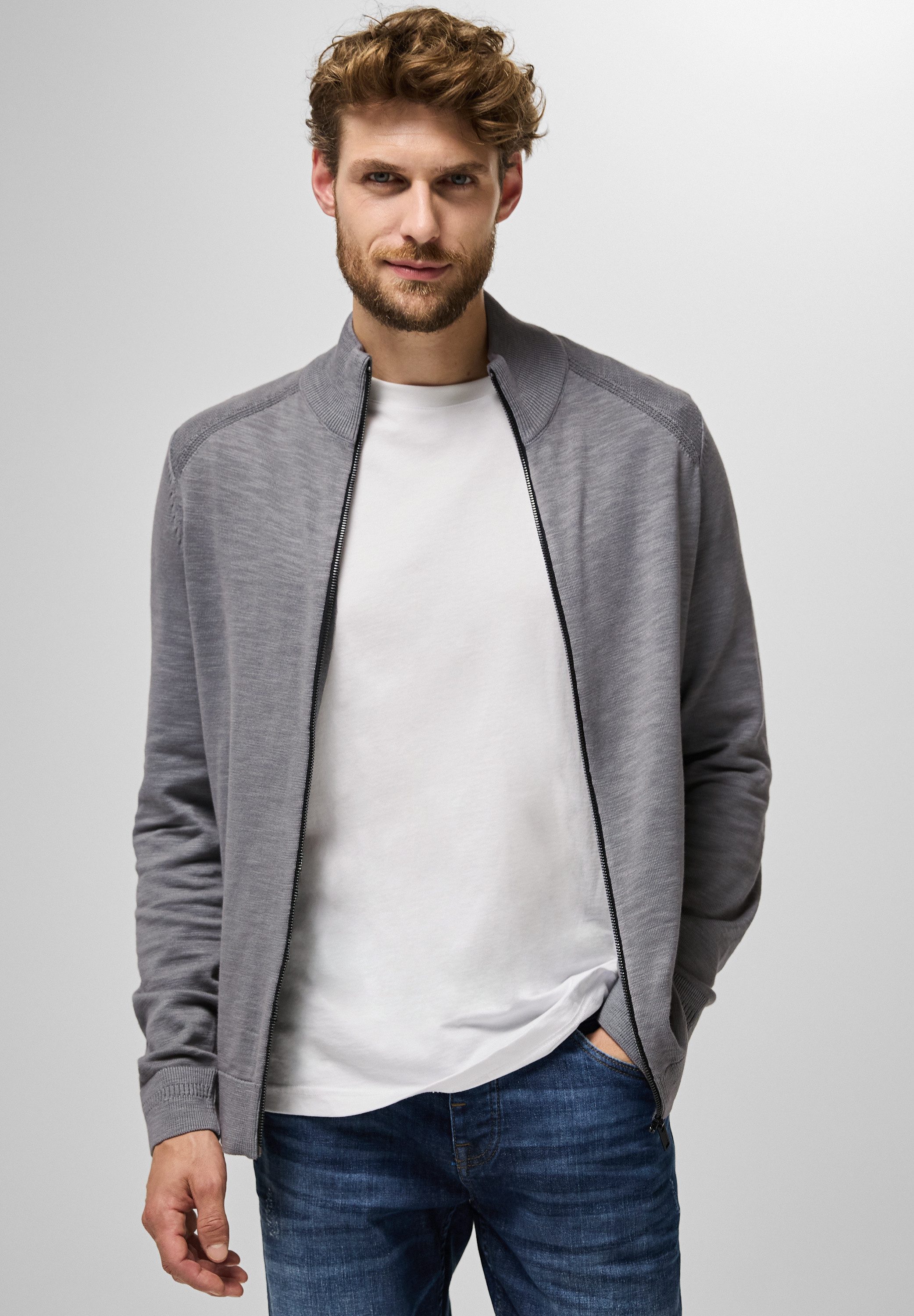 STREET ONE MEN Strickjacke aus reiner Baumwolle