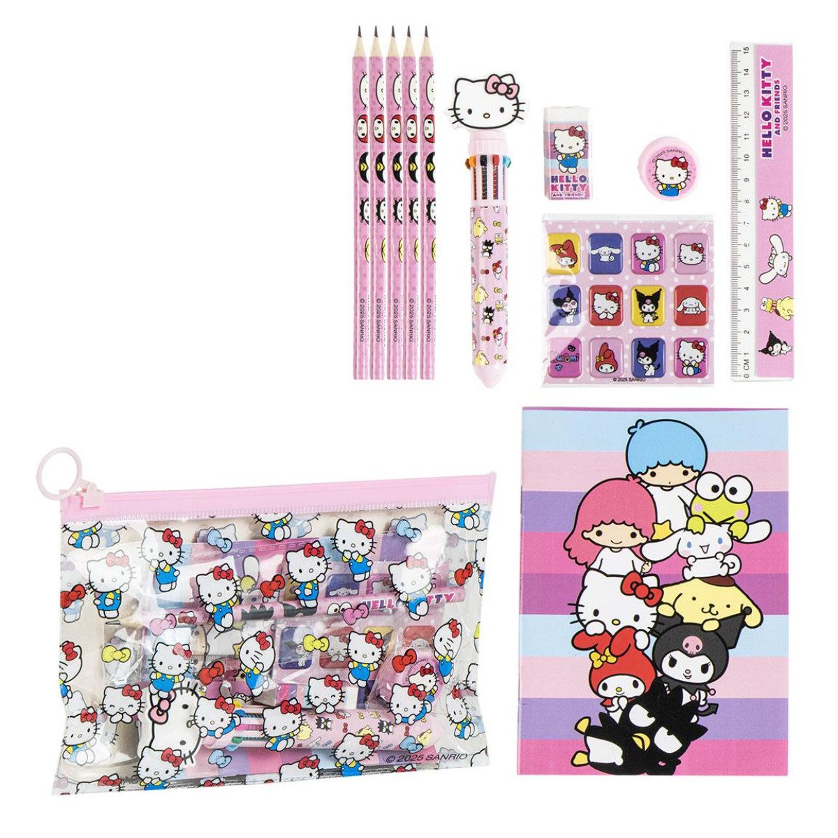 Cerda Malvorlage Hello Kitty Schreibwaren Set für Kinder Schulbedarf Mäppchen, Notizen