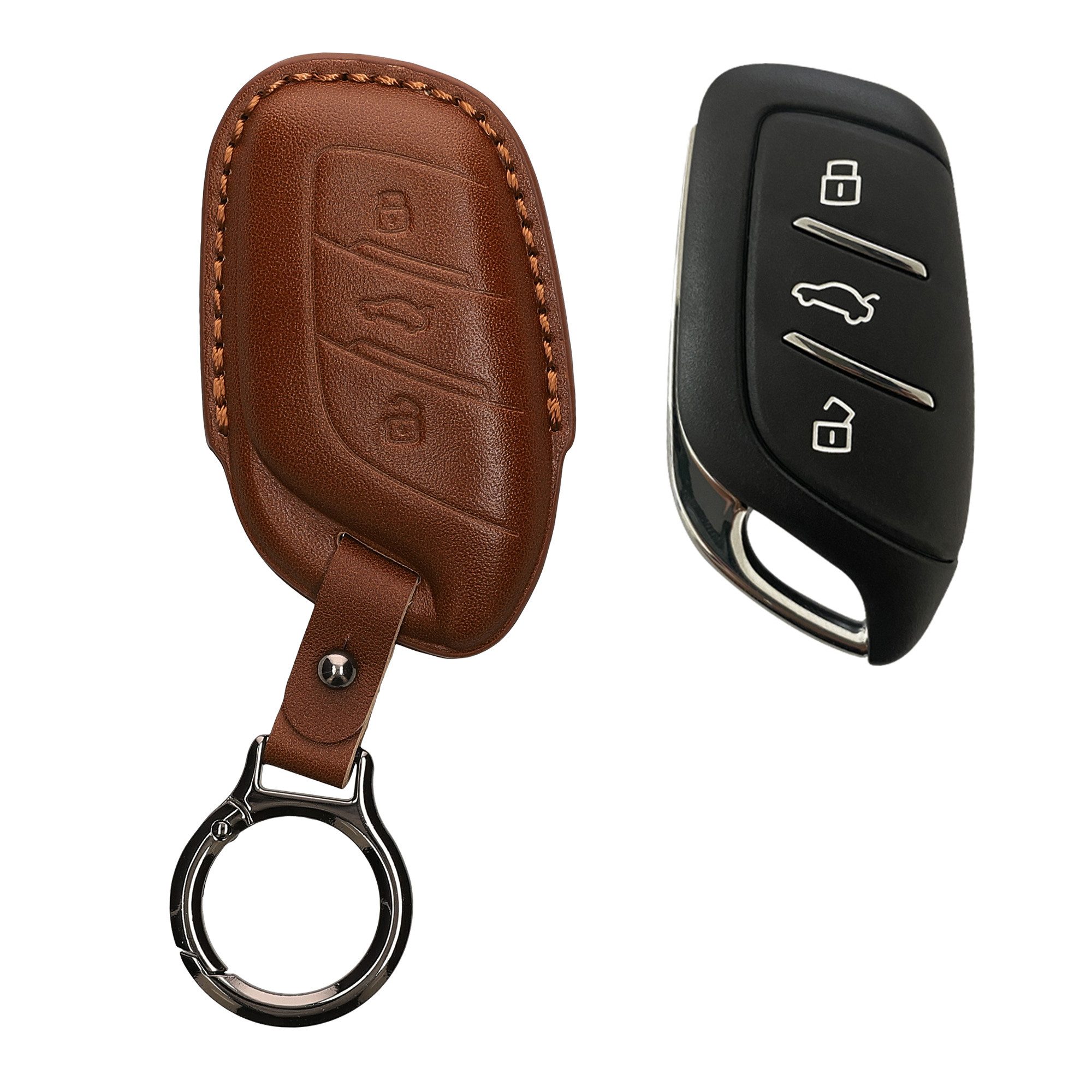 kwmobile Schlüsseltasche Hülle für MG 3-Tasten ZS MG4 MG5 MG6 (1-tlg), Premium Leder Autoschlüssel Schlüssel Tasche