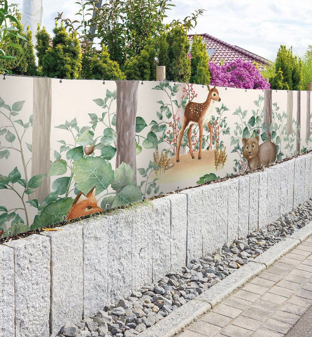 Thumbnail - MyMaxxi Sichtschutzzaunmatten Zaunbanner Waldtier Zeichnung Sichtschutz Garten Zaun, (Bambus grün)