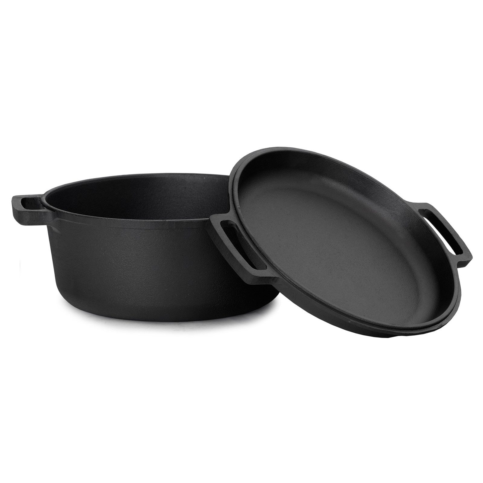 BIG-PAN Schmortopf Ø24 cm Topf 4L Gusseisen Deckel-Bratpfanne Zubehör, Gusseisen