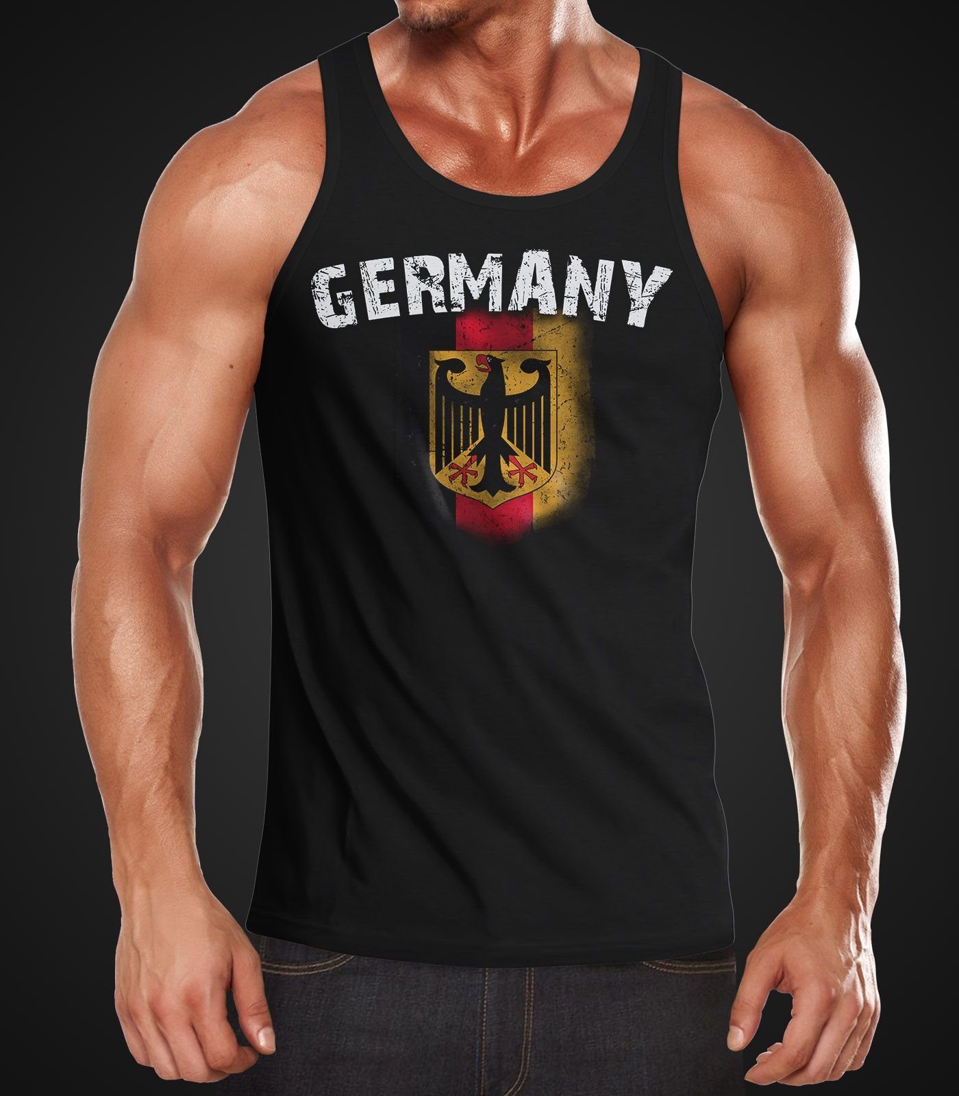 MoonWorks Tanktop Herren Tanktop Fußball WM 2018 Deutschland Flagge Moonworks® mit Print