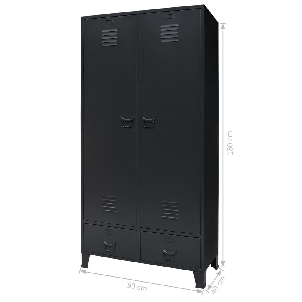 vidaXL x Metall Schwarz 40 Kleiderschrank Kleiderschrank x Industrie-Stil cm 180 90