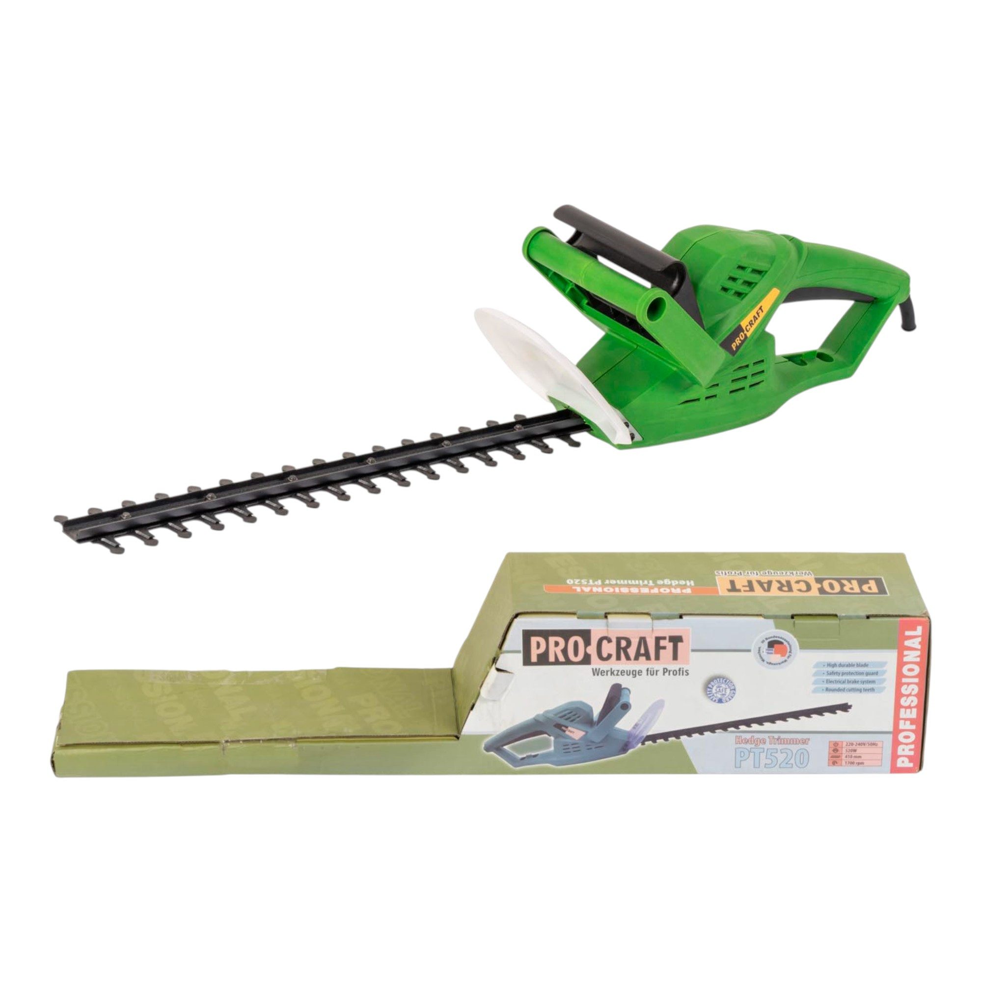 PRO CRAFT Elektro-Heckenschere PT520 Heckenschere 520 Watt 410 mm Schnittlänge 20 mm Schnittstärke