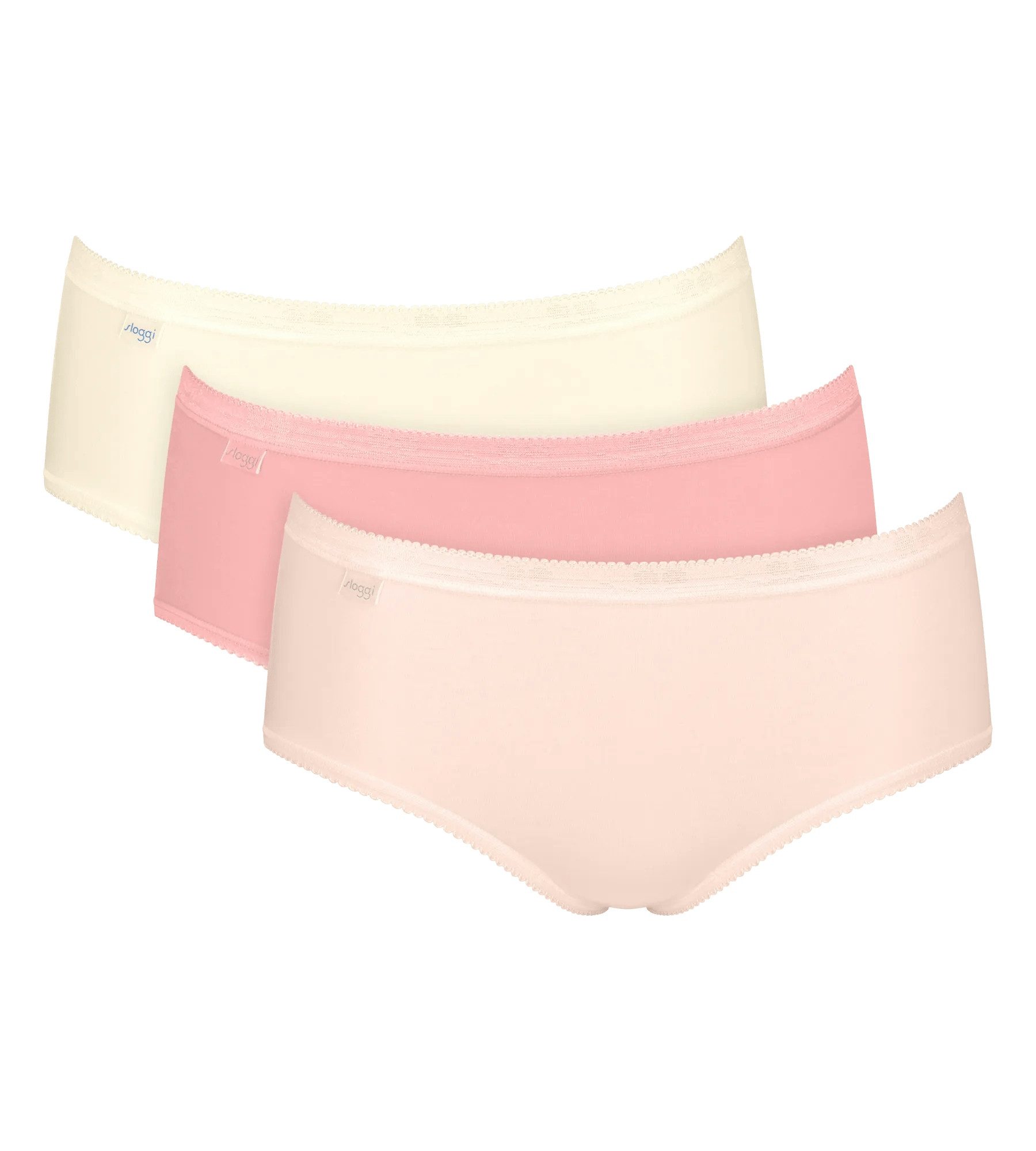 sloggi Midislip Basic+ Midi (3er Pack) perfekter Sitz, besonders weiche Nähte, Cotton-Mix, Multipack