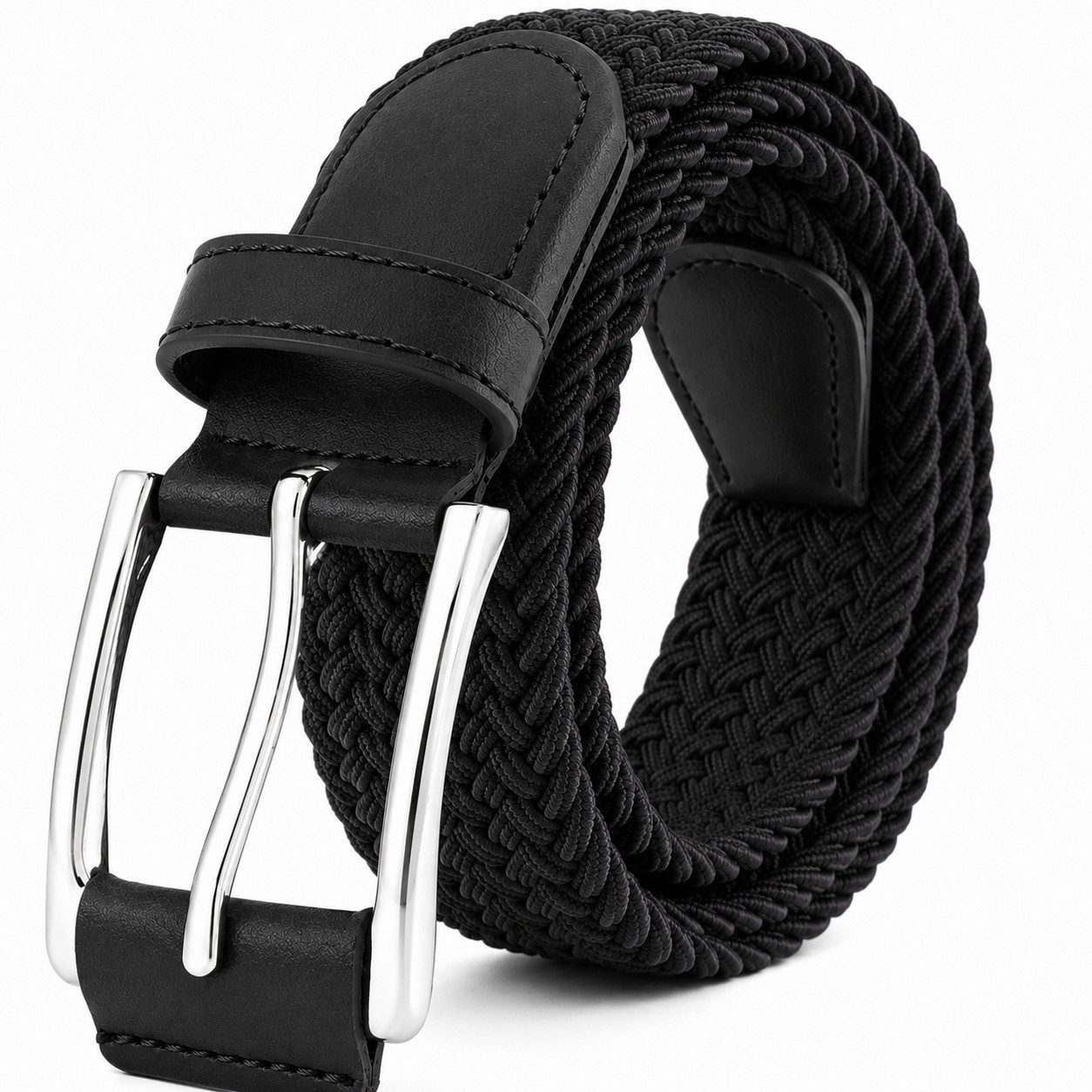 Fyrove Ledergürtel Stoffgürtel Stretchgürtel Elastik Flechtgürtel Geflochtener (und Elastischer Dehnbarer Gürtel, für Damen und Herren) Breite 3.5cm Länge 125 cm