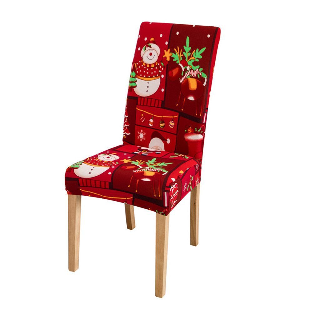 FOUORTUNATE-BEE Stuhlhusse Weihnachts-Stuhlhussen 4er-Set, Elastisch, Festliche Motive, Elastische Stuhlhussen 4er-Set für Weihnachtsdeko & Festtafel