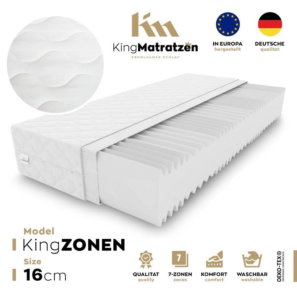 Kaltschaummatratze Matratzen rollmatratze 7 Zonen H3 KingZONEN 120 x 200 x  16 cm, KingMatratzen, 16 cm hoch