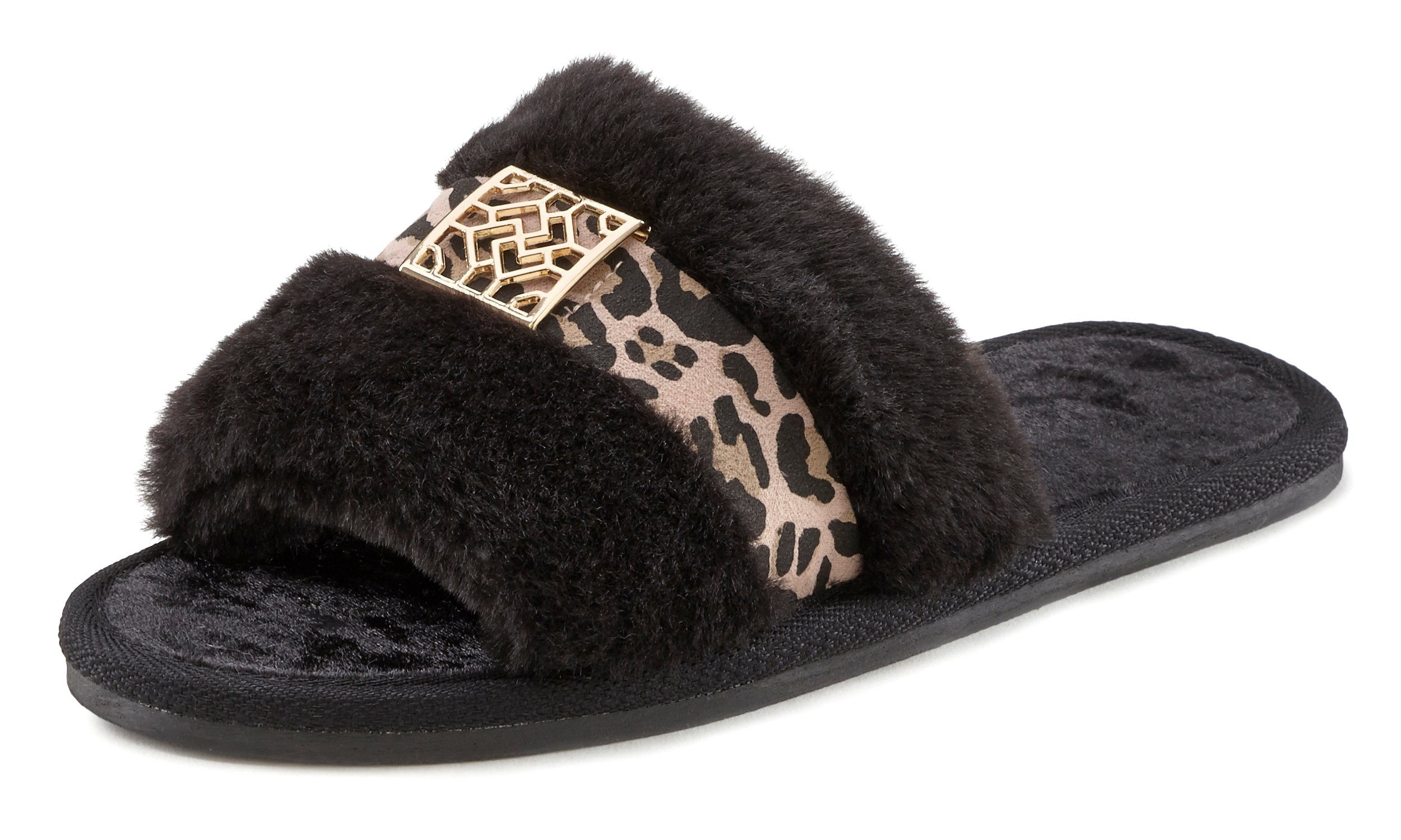 Vivance Dreams Hausschuh, Plüschhausschuh, Pantolette mit kuscheligem Felli günstig online kaufen