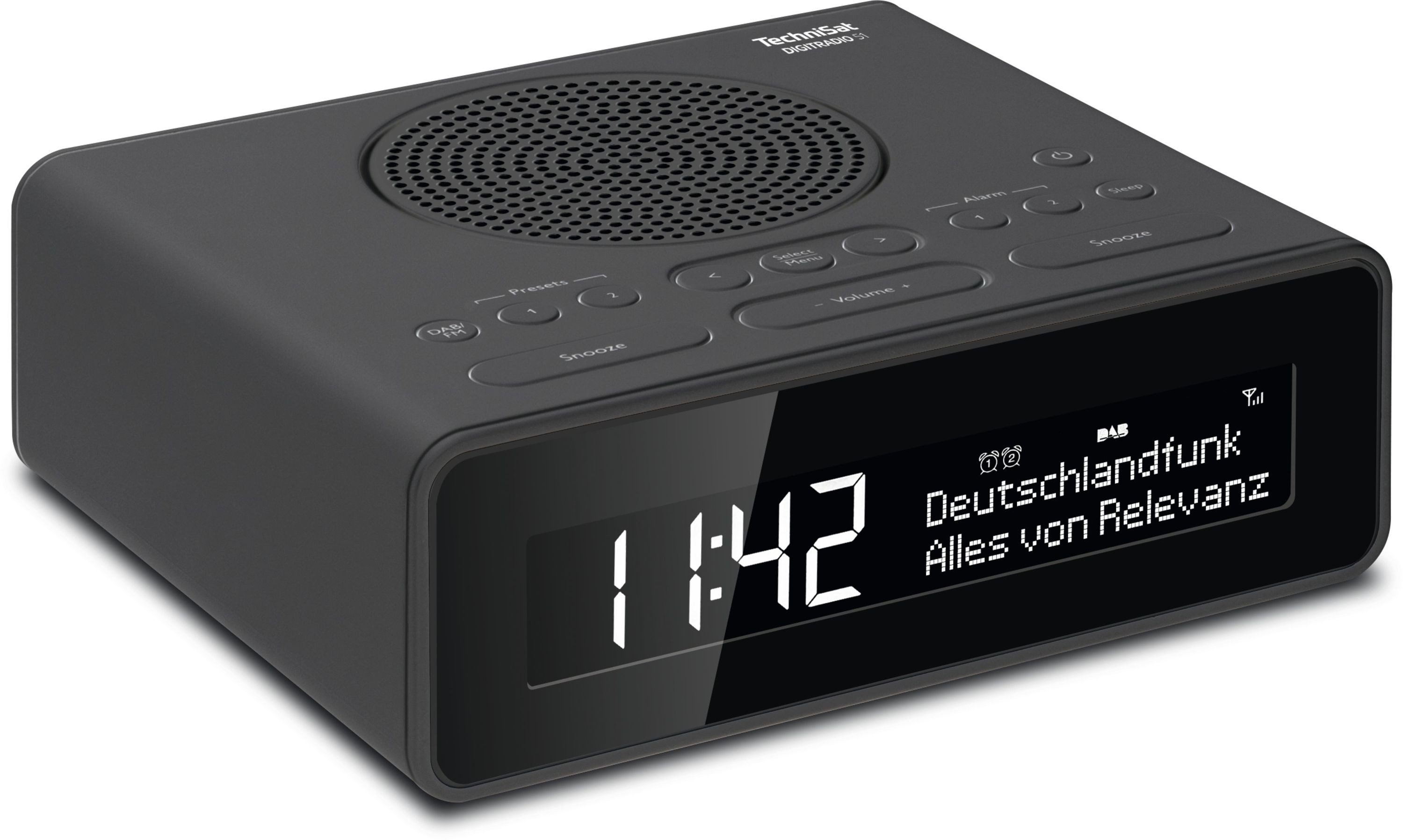 TechniSat DIGITRADIO 51 Digitalradio (DAB) (Digitalradio (DAB), FM-Tuner mit RDS, 1.5 W, DAB+, UKW, 2 Weckzeiten, Snooze, Sleeptimer, dimmbares Display)