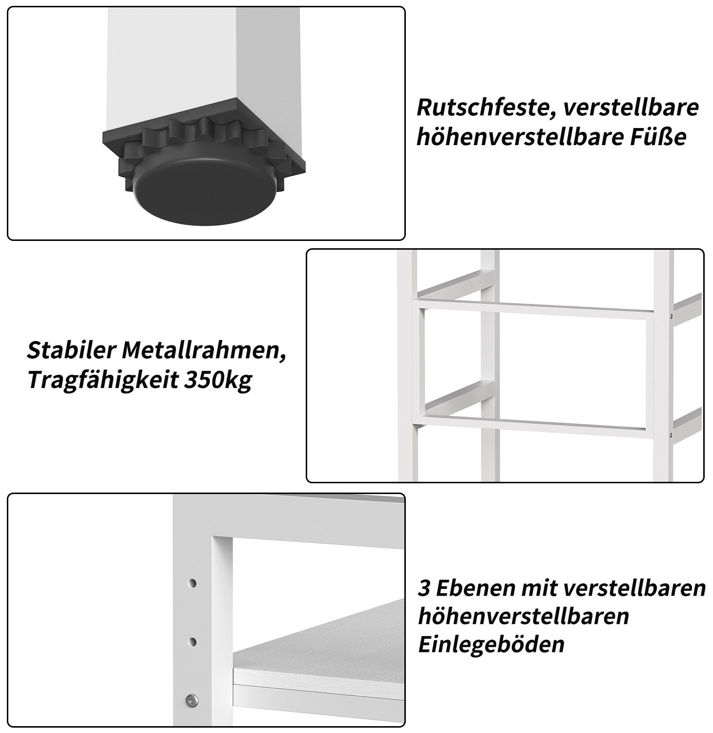 TWSOUL Waschmaschinenumbauschrank Waschmaschinenständer, Metallrahmen, Doppelschicht 73cm*64cm*110cm, Tragfähigkeit 350 kg