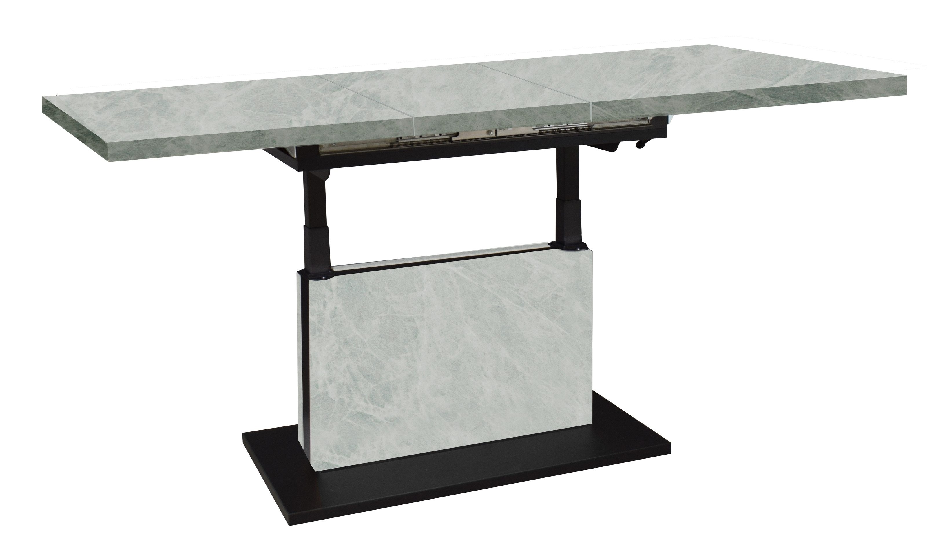 freiraum Couchtisch Lift, verstellbar, keramik optik weiß/schwarz - 120/160x59/75x60cm (BxHxT)