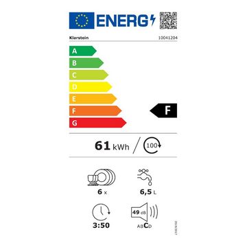 Klarstein Standgeschirrspüler Amazonia 8 Geschirrspülmaschine 1620 Watt für 8 Maßgedecke 49 dB Aquastop, 10041204, 6 l