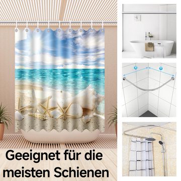 Caterize Duschvorhang Polyester Textil Anti-schimmel Wasserdicht Waschbar für Badezimmer Breite 150 cm (1-tlg)
