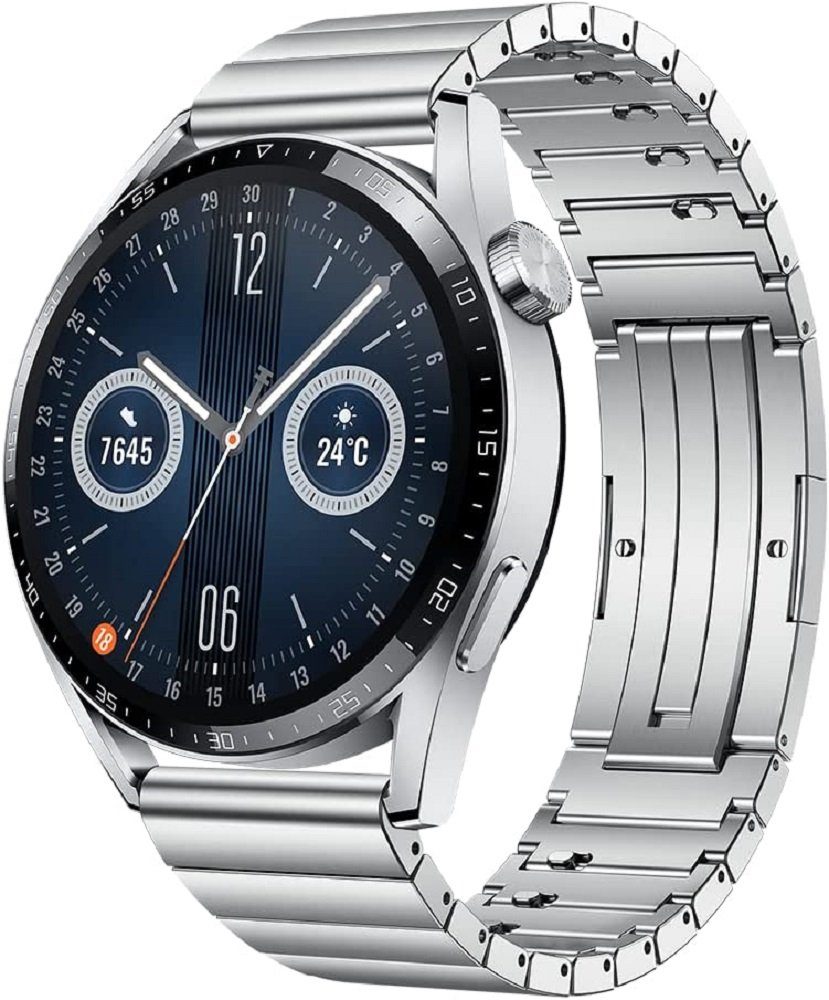 Steel Smartwatch, Konnektivität Kompatibles GT Android; mm 3 Betriebssystem: Stainless Watch NFC Elite 46 iOS, Huawei Bluetooth: