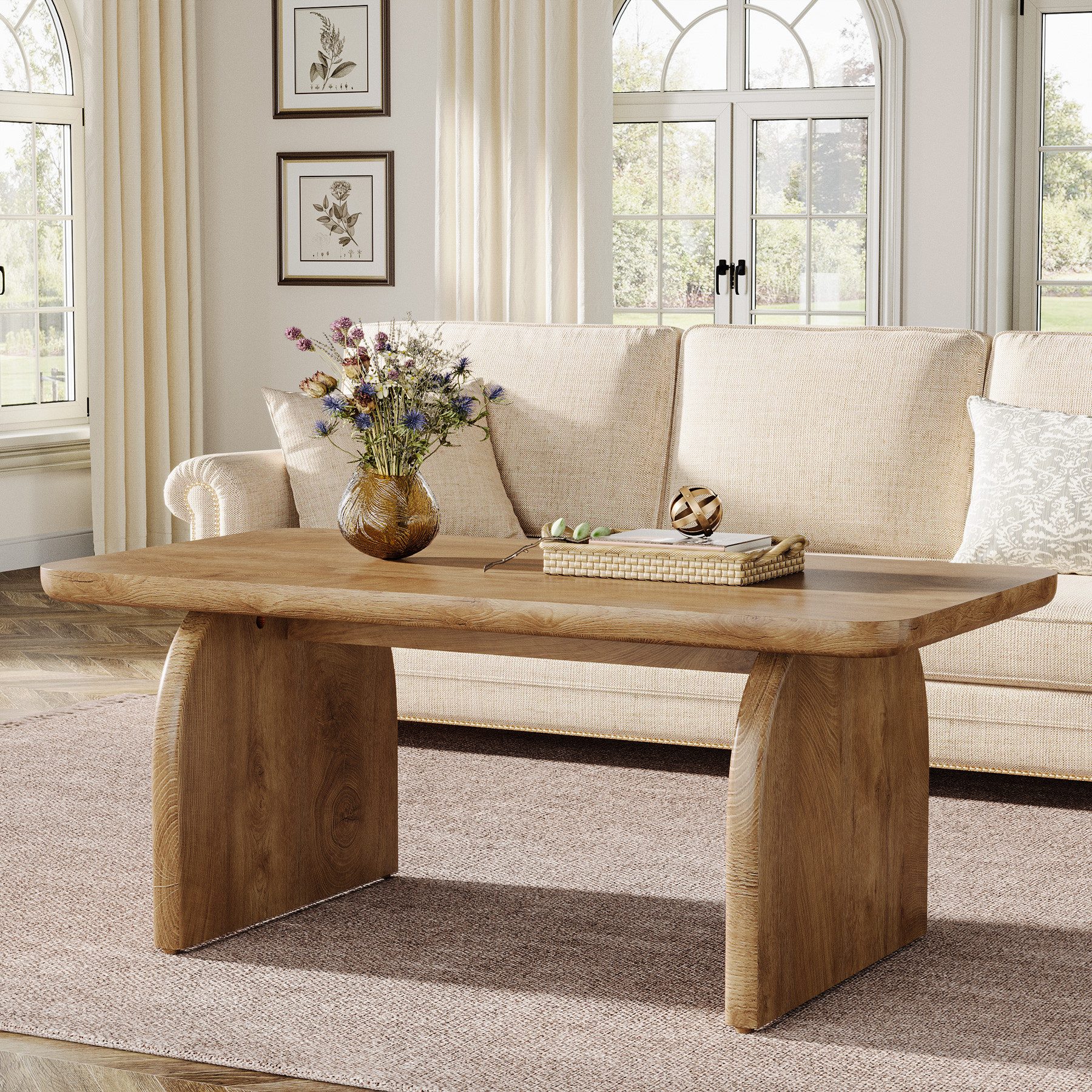 Tribesigns Couchtisch 120 cm Beistelltisch, Wohnzimmertisch, Sofatisch mit stabilem Fuß