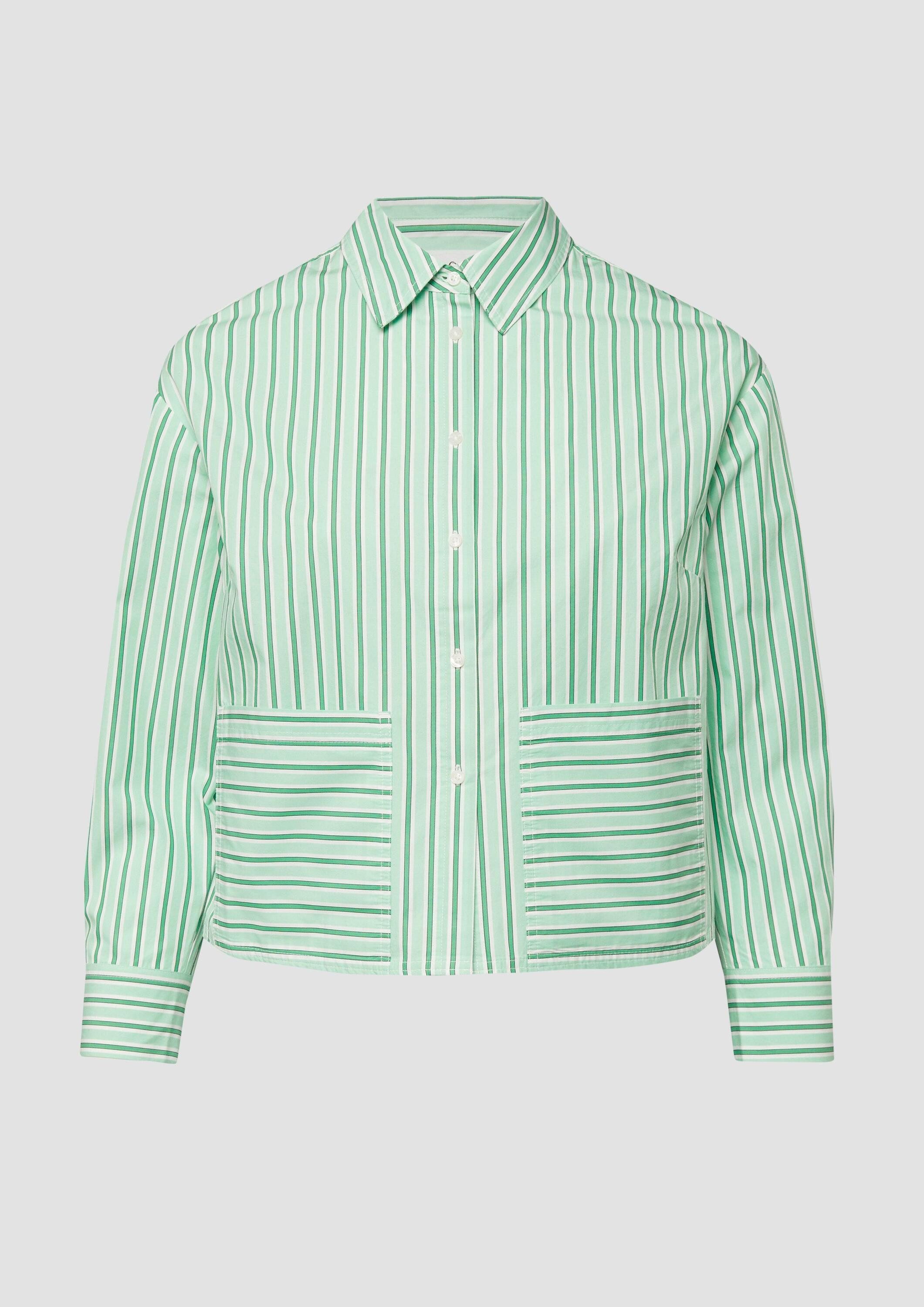 s.Oliver Langarmbluse Bluse Verkürzte Popeline-Bluse im Relaxed Fit