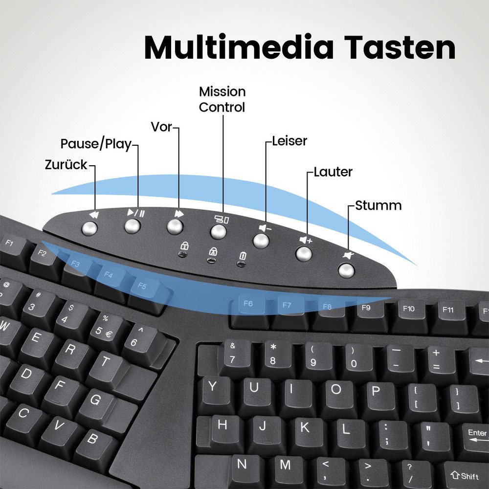 Perixx Perixx PERIBOARD-612BDE Bluetooth® Tastatur Deutsch, QWERTZ Schwarz Er Tastatur