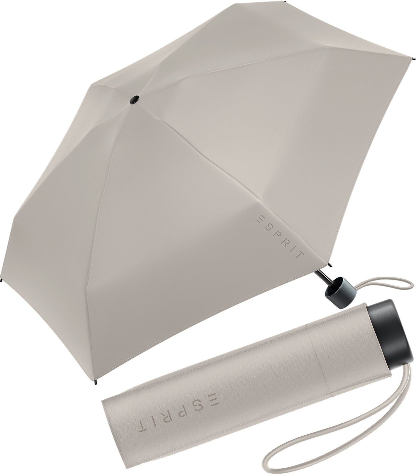 Esprit Langregenschirm Damen Super Mini Regenschirm Petito HW 2023, in den neuen Trendfarben - atmosphere grau