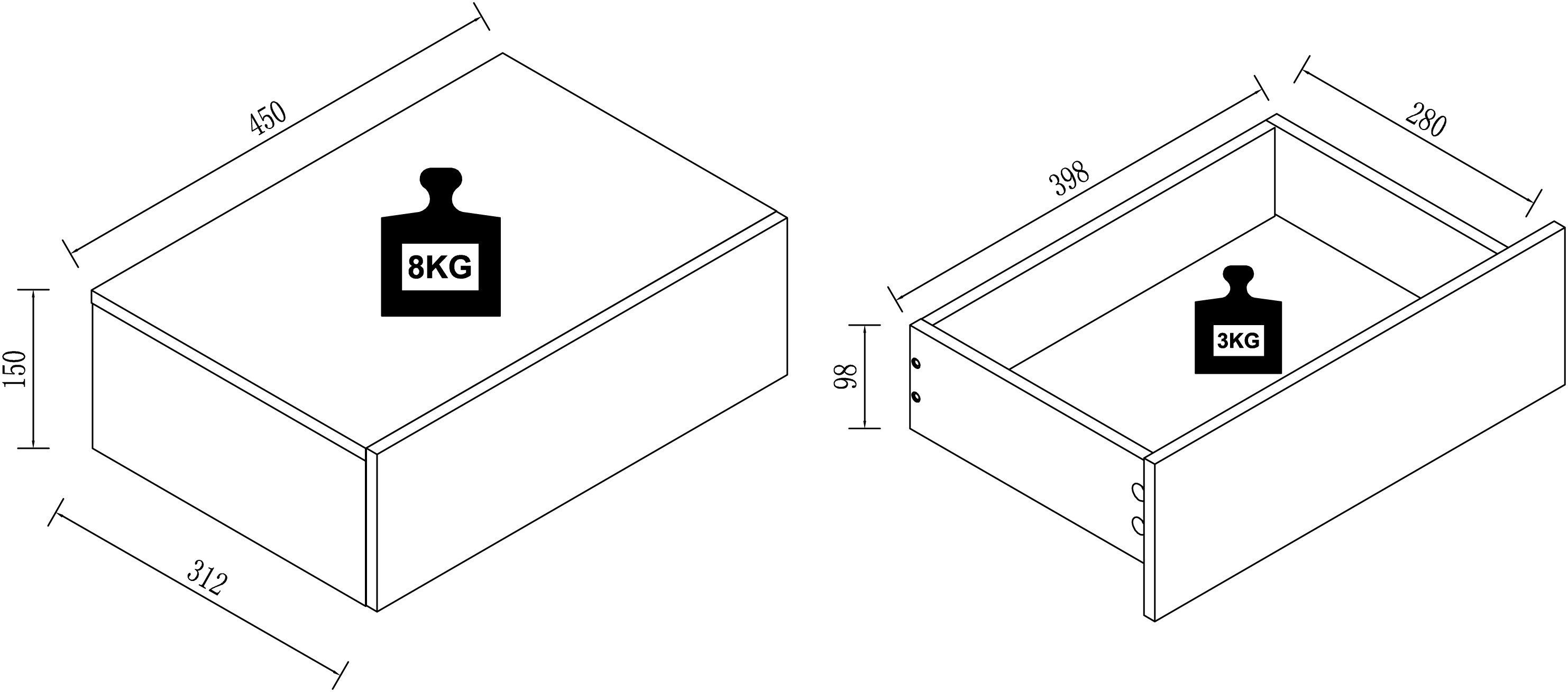 VCM Nachttisch Usal M mit 1 Schublade B. 45 x T. 30 x H. 15 cm, Nachtkonsole, Stauraum im Schlafzimmer, Wandschublade – Bild 5 von 5