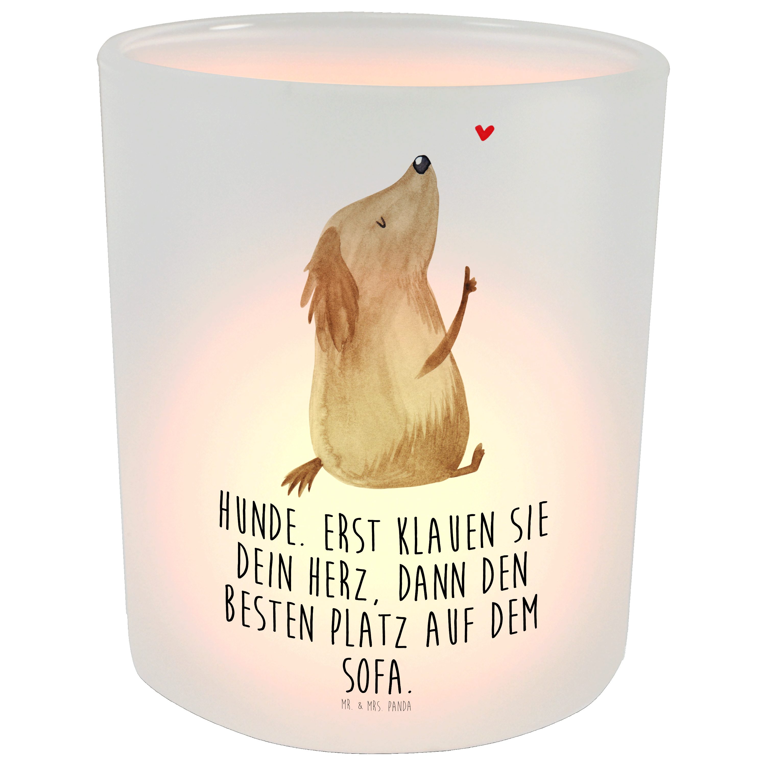 Liebe Hund Geschenk, süß, (1 Mrs. & Sprüche, - - Panda Transparent Mr. Hundeliebe, St) Herz, Windlicht