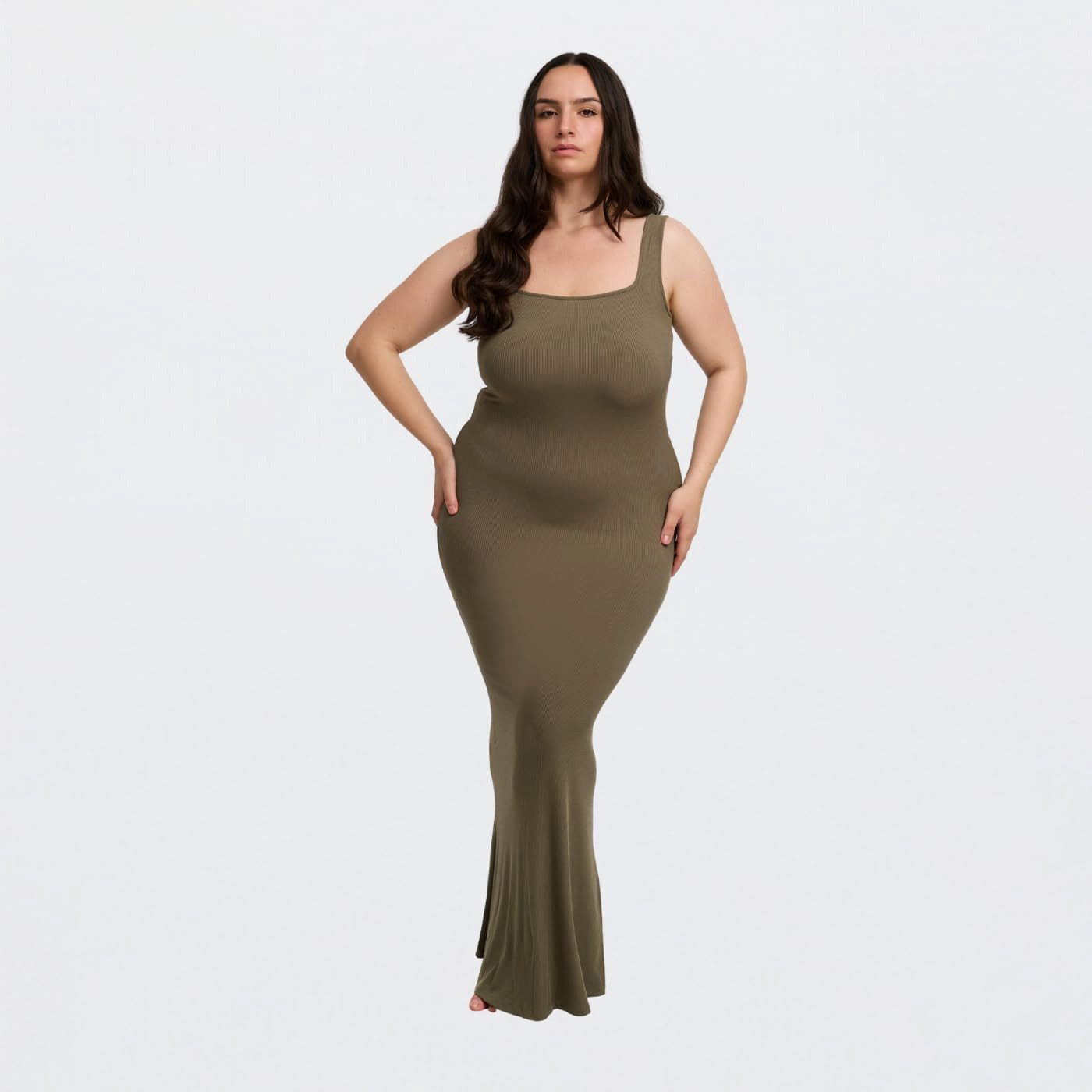 cfab (formerly creamy fabrics) Jerseykleid Ribbed Tank Top Maxikleid-Army G günstig online kaufen