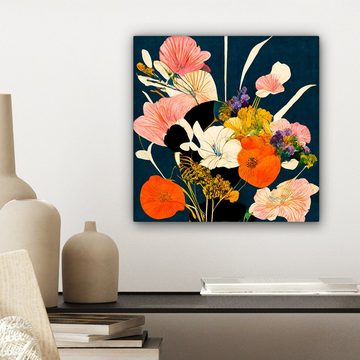 OneMillionCanvasses® Leinwandbild Blumen - Vase - Malerei - Pflanzen, (1 St), Leinwand Bilder für Wohnzimmer Schlafzimmer