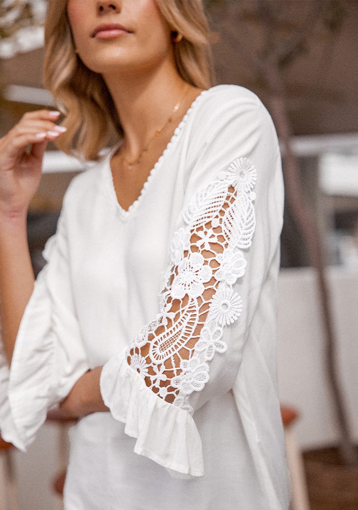 Cupshe Blusentop Sexy ausgestelltes Top mit Rüschenärmeln