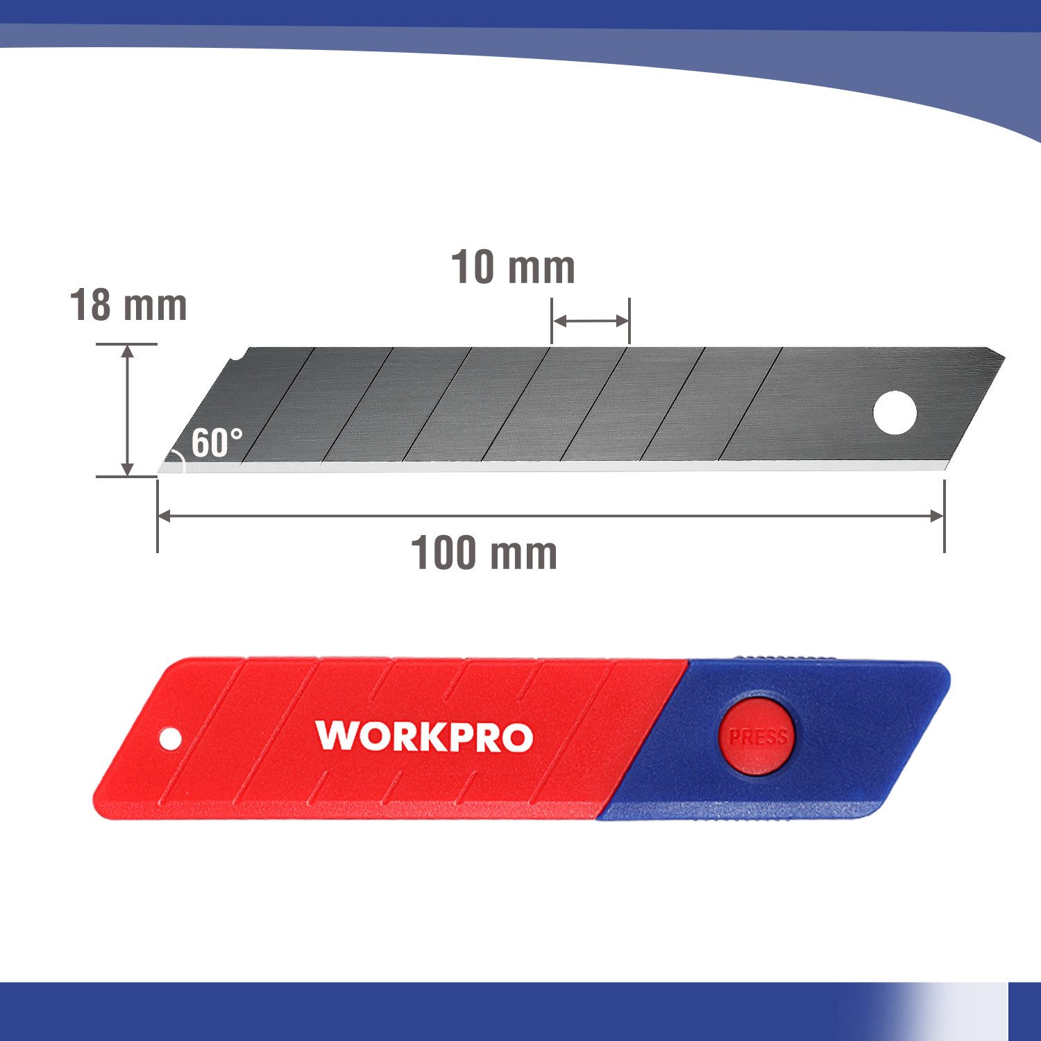 WorkPro Cuttermesser Ersatz Abbrechklingen 18mm, 100 günstig online kaufen