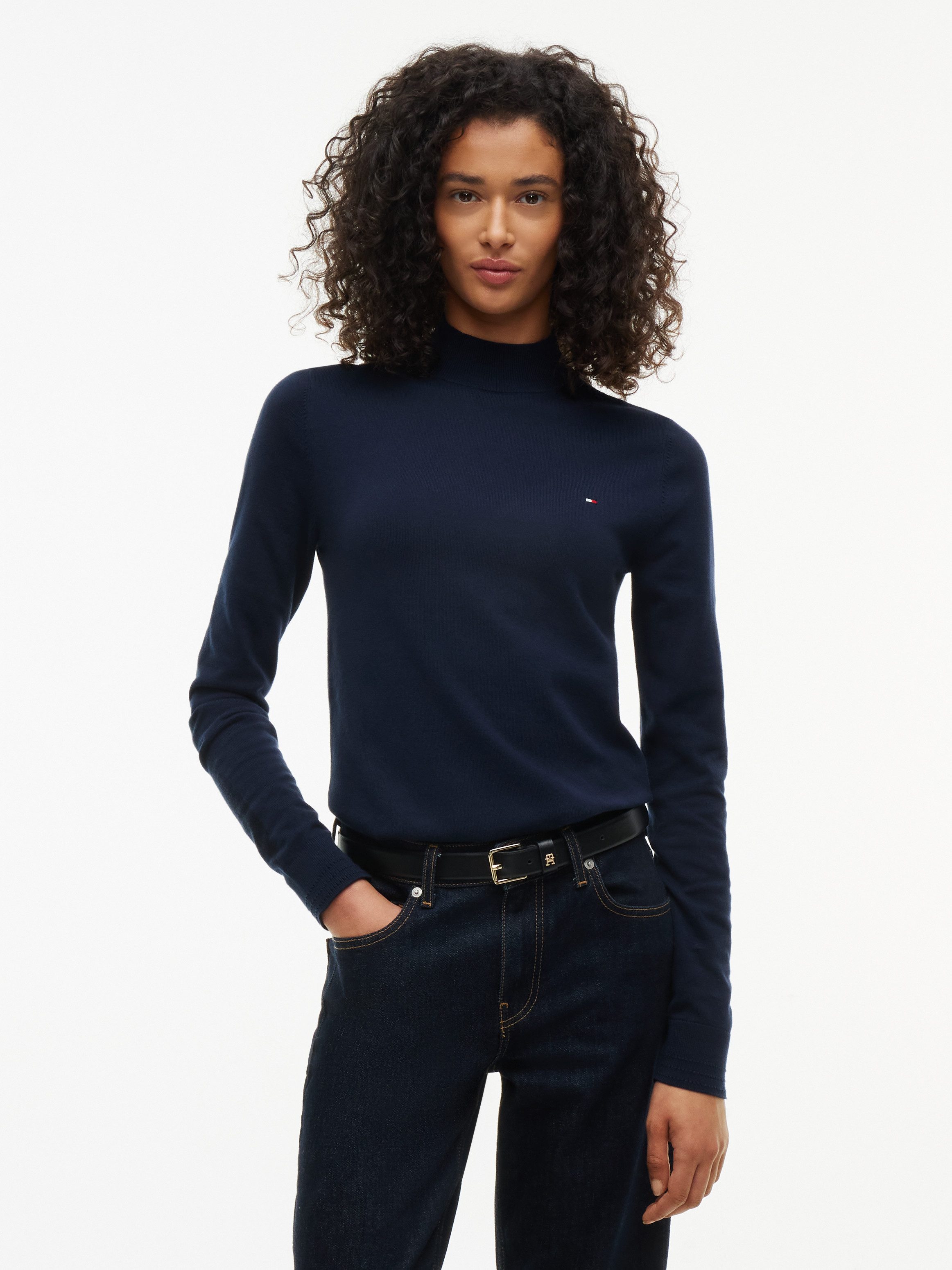 Tommy Hilfiger Strickpullover COTTON JERSEY SLIM MK-NK SWT Baumwollmischung, slim fit