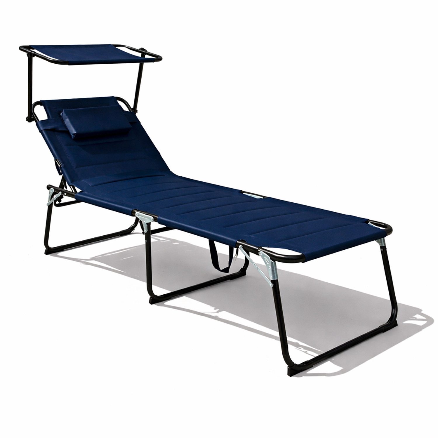 Mojawo Doppelliege Aluminium Gartenliege Sonnenliege Dunkelblau Dach Kissen L200xB70cm