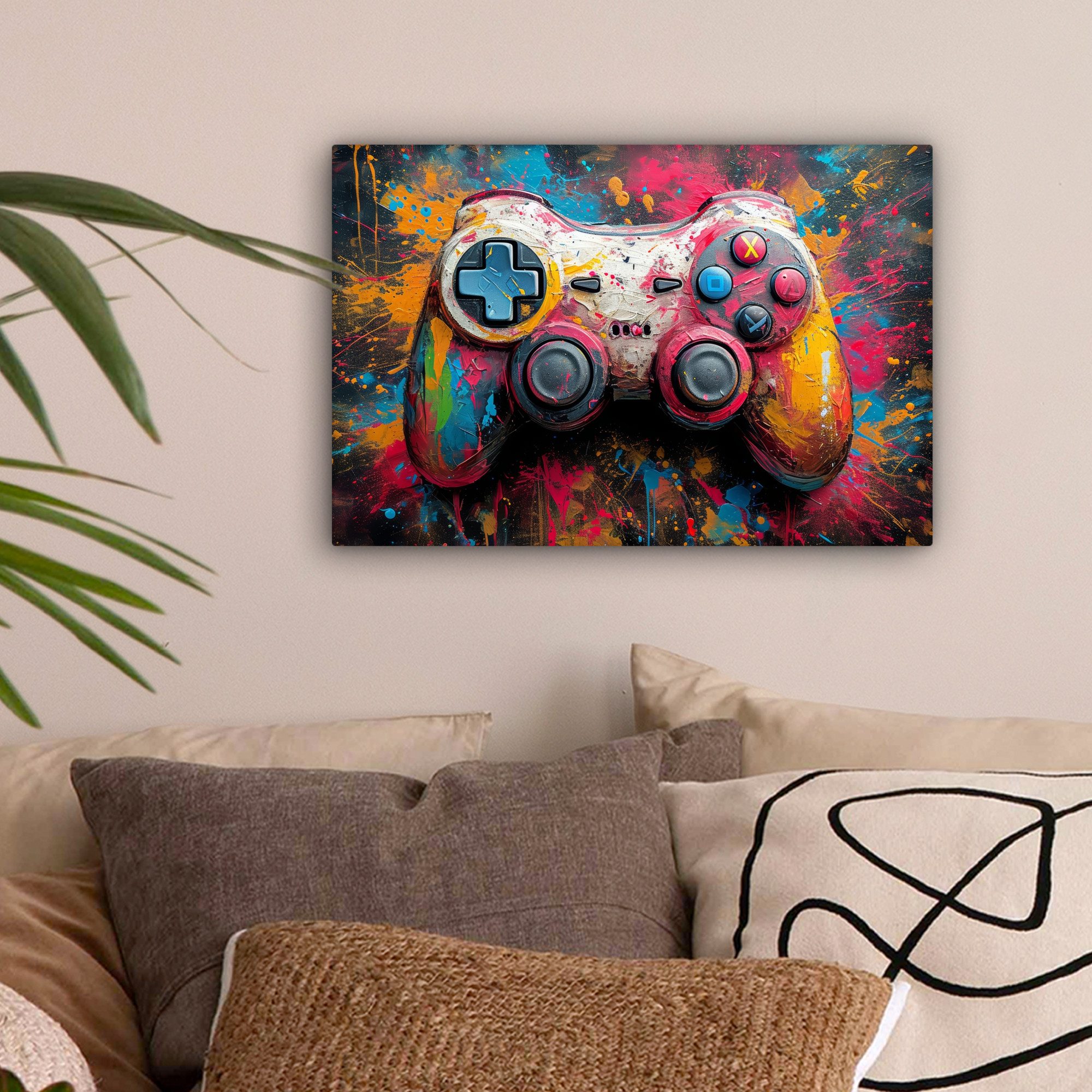 OneMillionCanvasses® Leinwandbild Graffiti - Spiele - Controller - Farbe, F günstig online kaufen